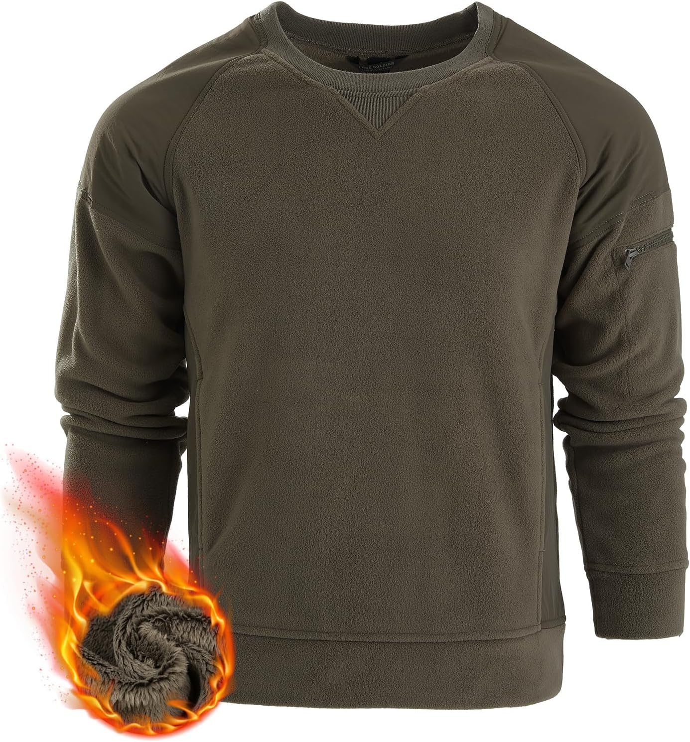 FREE SOLDIER Men's Tactical Winter Fleece Pullover Hoodie Warm Long Fleece lined Hooded Sweatshirt