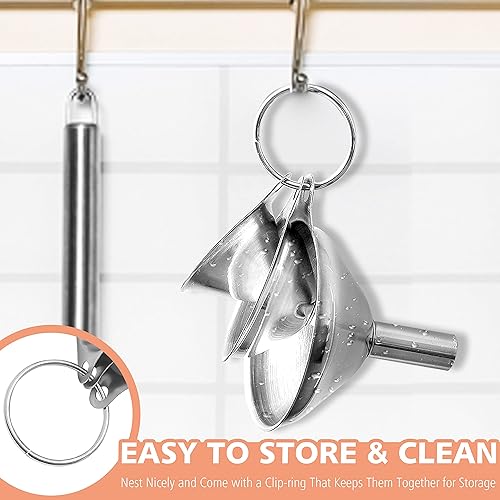 Miniatura 8 de Anaeat Stainless Steel Mini Kitchen Funnel Set, 3 Pack Durable Metal Filling Funnels for Transferring Liquid, Dry ingredients, Cosmetic Lotion,