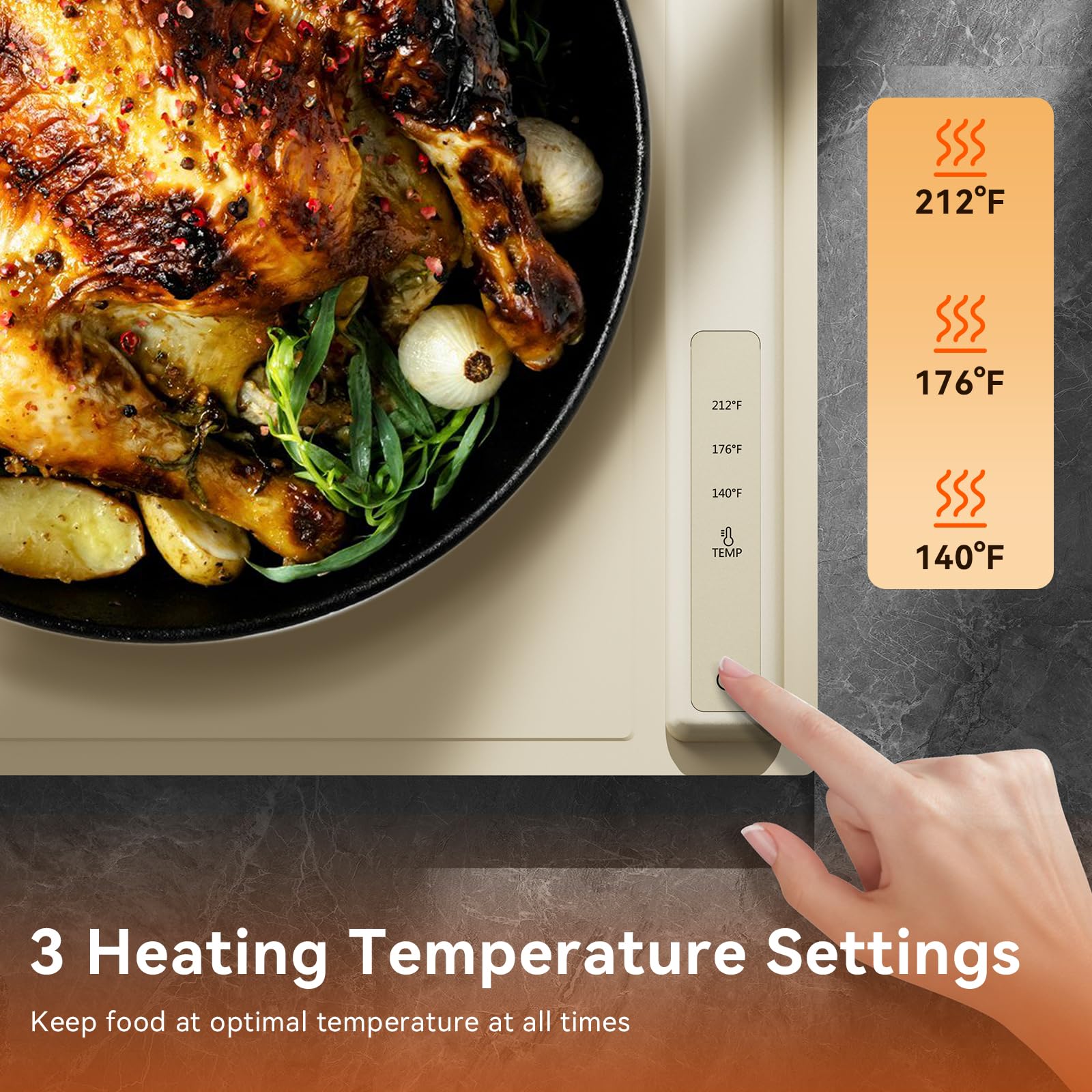 Portable Electric Warming Tray - Full Surface Heating with 3 Adjustable Temperature Settings, Perfect Food Warmer for Gatherings, Parties, and Everyday Use, Featuring Premium Rollable Design