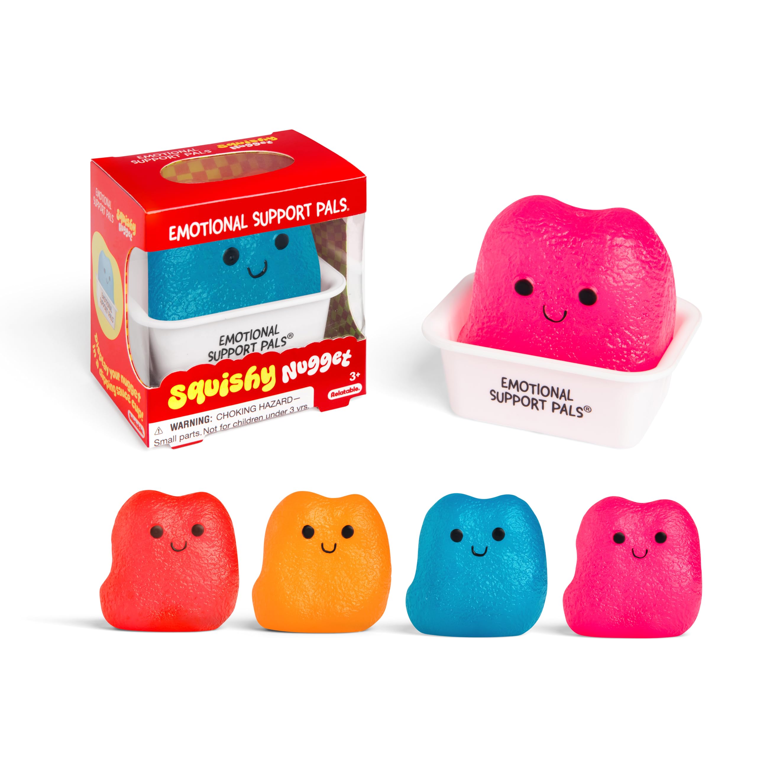 Emotional Support Pals Squishy Nugget, Fidget Toy by Relatable | Cute Stuffed Animal, Sensory and Squishy Toy, Gift for Loved Ones of All Ages, Includes 1 Nugget Squeeze Toy and Holder