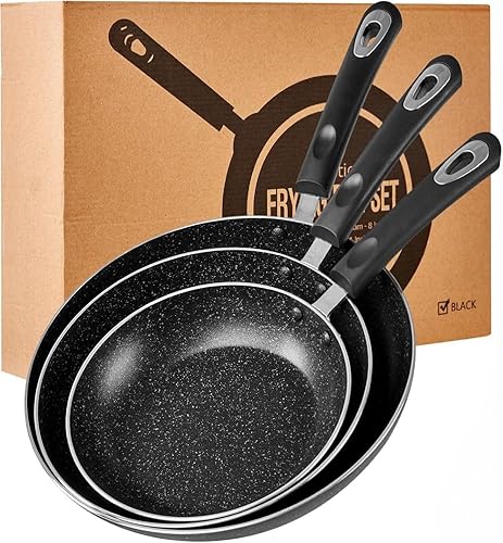 Juego de sartén antiadherente, 3 piezas, compatible con inducción, 8 pulgadas, 9.5 pulgadas y 11 pulgadas