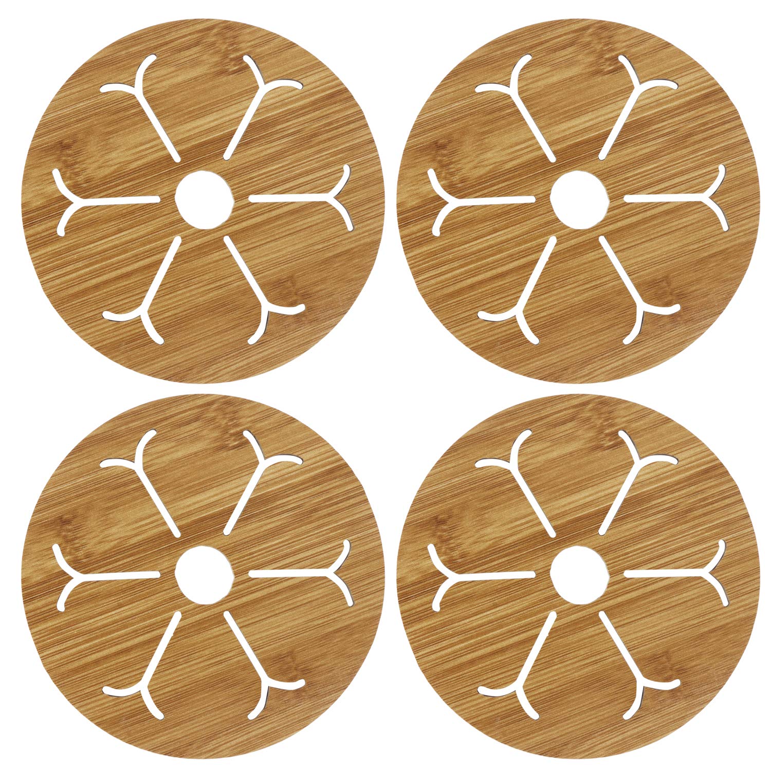 HOKIPO® Eco-Friendly Bamboo Wooden Coasters for Home Pan Pot Holder for Dining Table Heat Pad for Kitchen - Pack of 4 (AR2925)-image-26