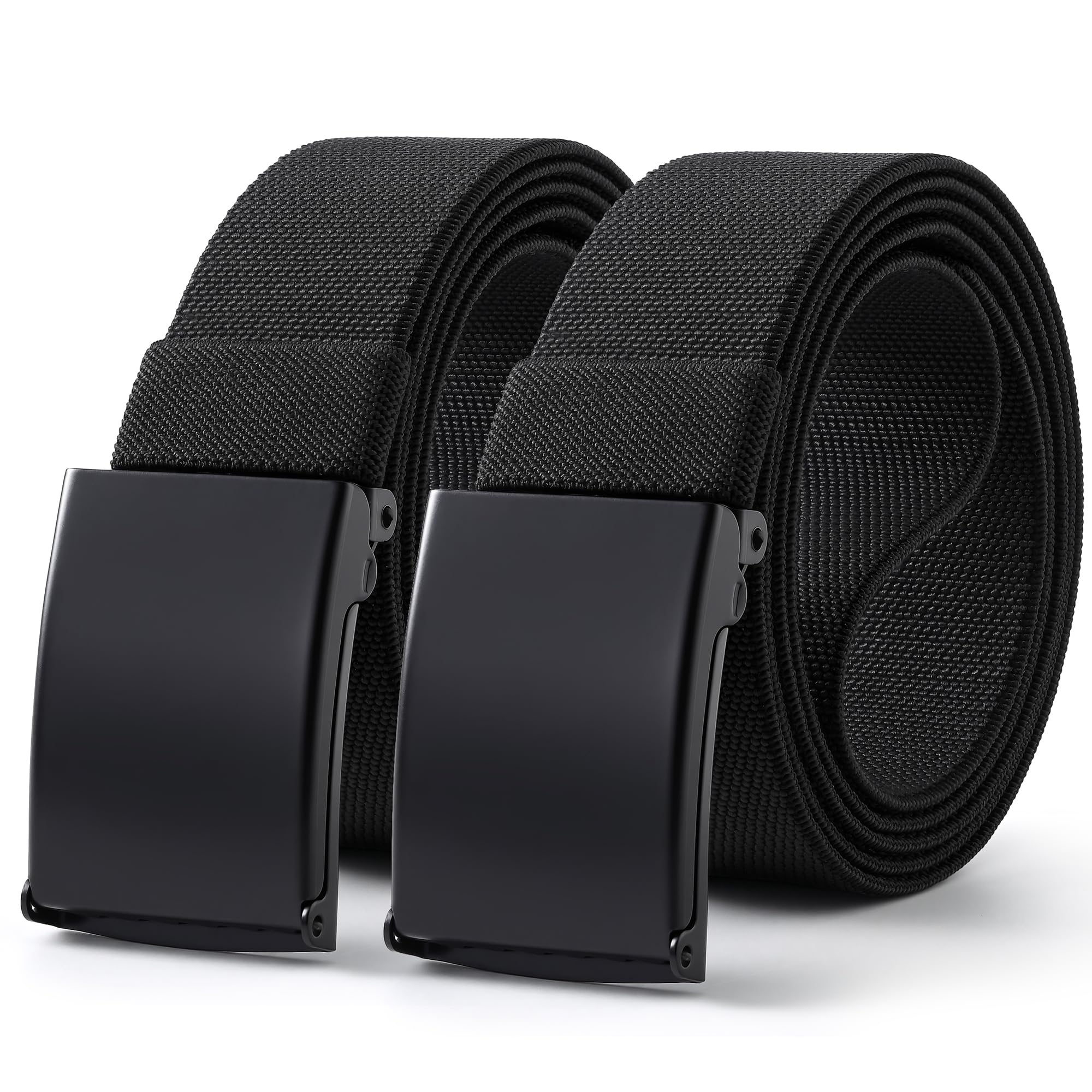 Mile High Life Stretch Canvas Belt for Men, Golf Casual Elastic Web Belt, Top Military Buckle, Adjustable Cut to Fit