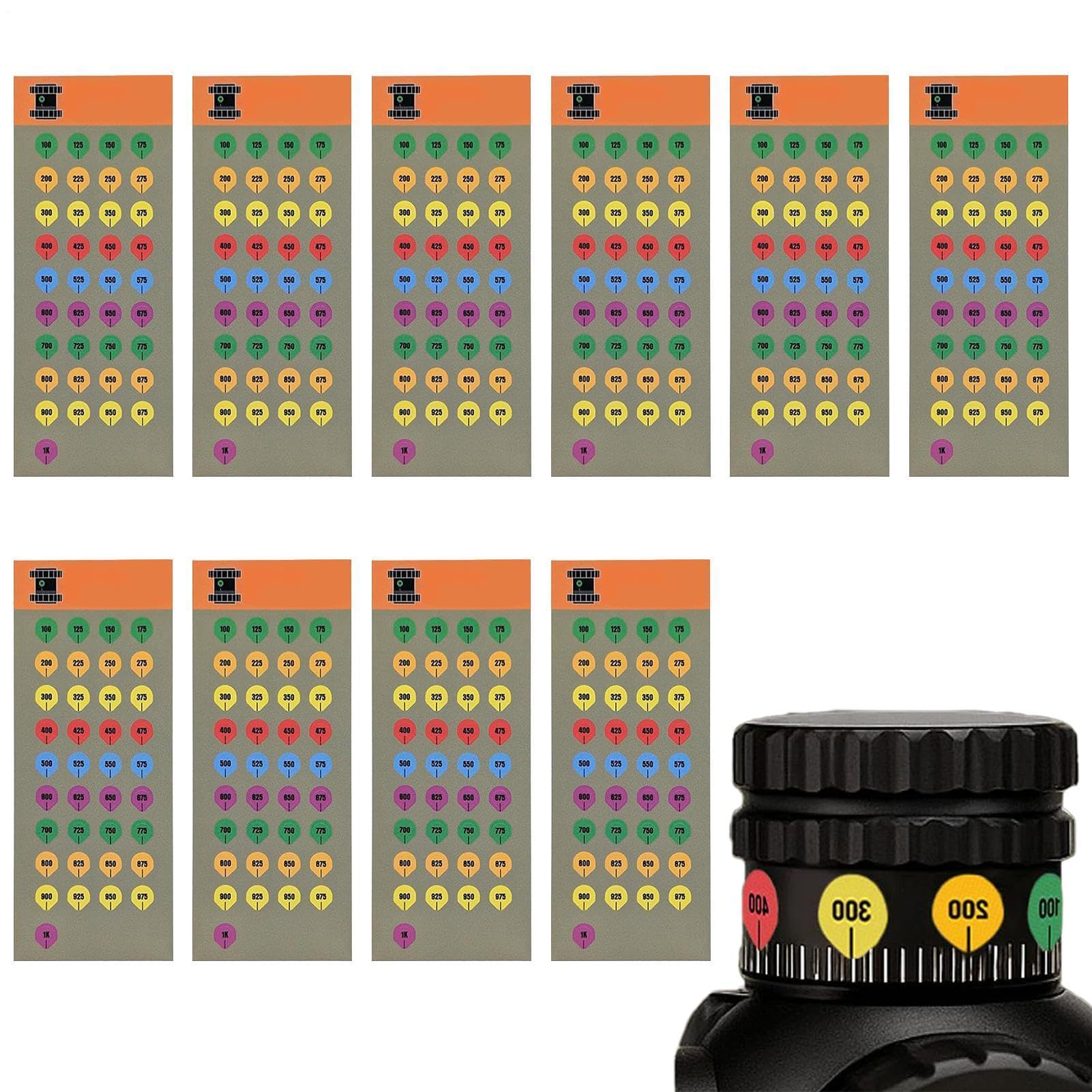 Zielfernrohr-Turm-Aufkleber – Maßgeschneidertes Yardage-Höhenband, wetterfeste Kalibrierungsaufkleber | Präzisions-Zielanzeige-Nummern-Set, Optik, Absehen-Identifikationsblätter, Schießausrüstung, Zub
