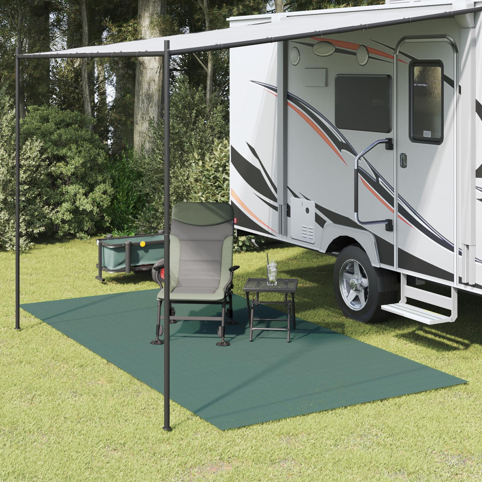 Tapis de tente vert 2 x 3 m, imperméable, antidérapant, pour camping, caravane, terrasse, jardin, plage