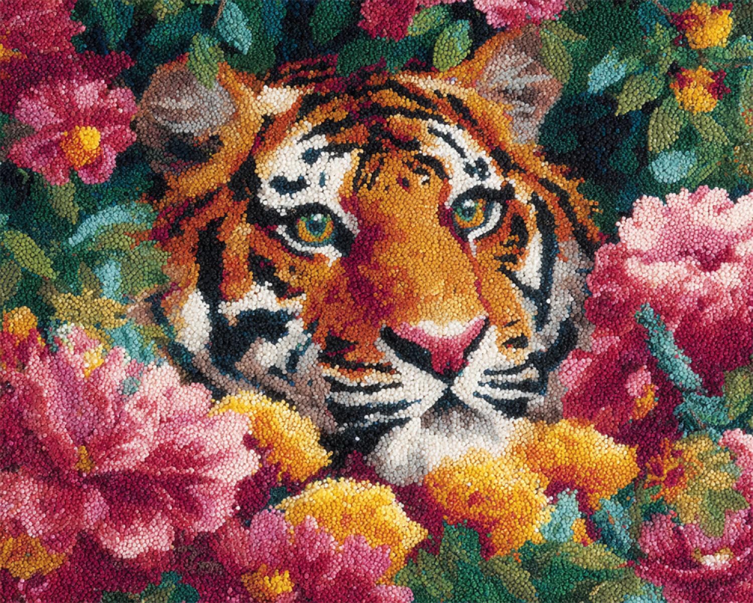 Henypt DIY Latch Hook Rug Kits Tigers and Flowers 55x75cm