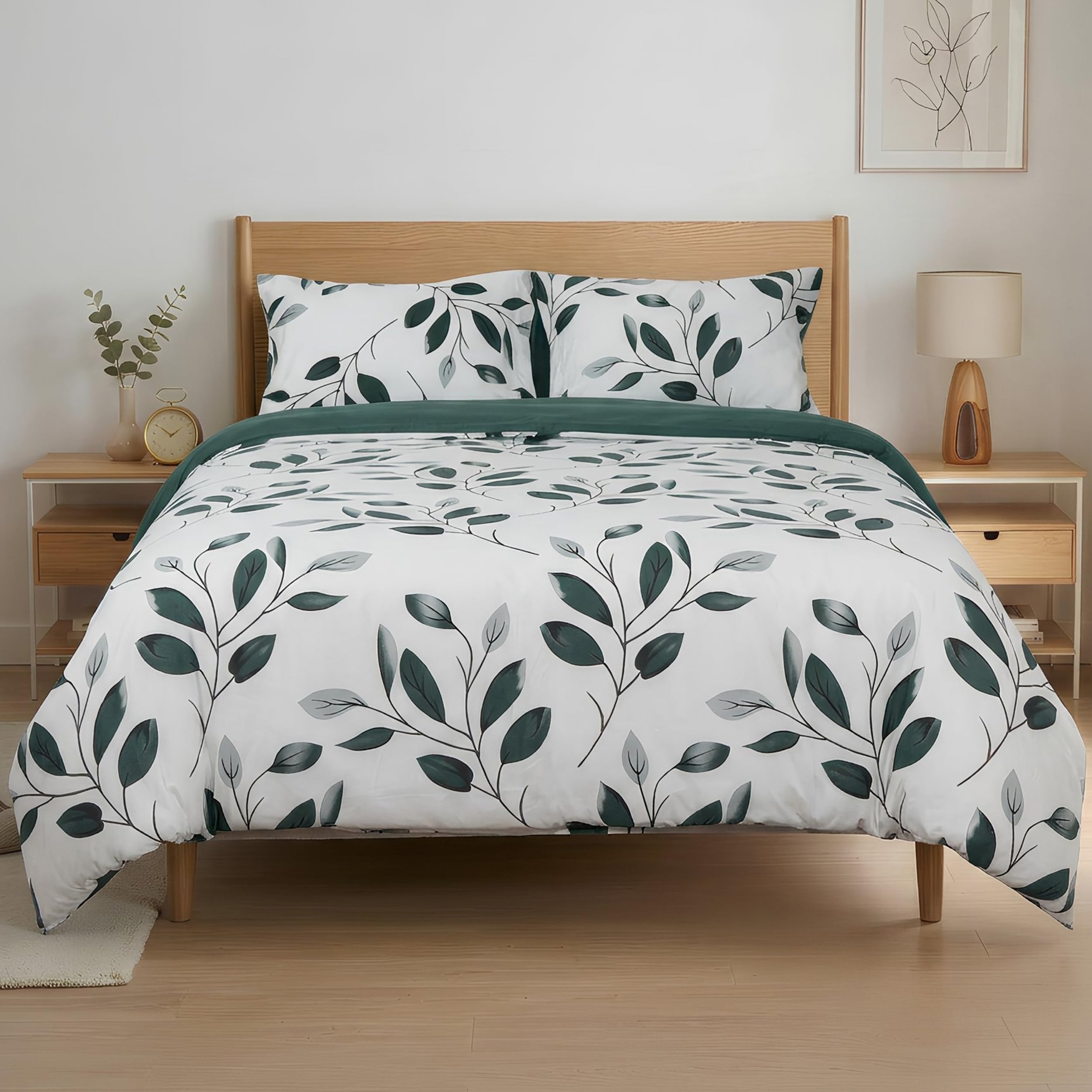 Etrexonline Juego de Funda Nórdica 4 Piezas Cama 150 Microfibra Suave Transpirable - 1 Funda Edredón 220x240 cm, 1 Bajera 150x200+30 cm y 2 Fundas de Almohada 50x75 cm (Pluma Azul) — view 21
