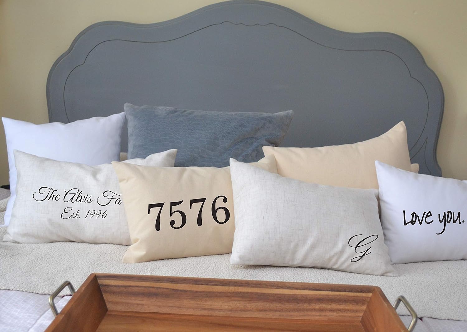 Lovers Pillow with Initials, Heart and Date