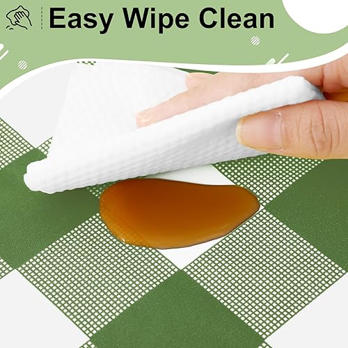 Vista 150 de misaya Paquete de 4 manteles desechables de búfalo, mantel de plástico impermeable de 54 x 108 pulgadas, manteles rectangulares a cuadros caqui