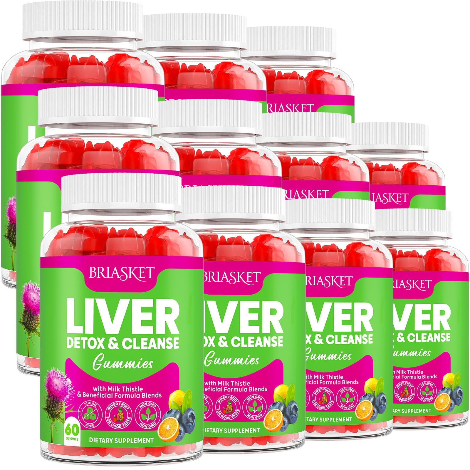 Liver Cleanse Detox Repair Gummies-2000mg Milk Thistle Supplement Dandelion Burdock Artichoke Extract Adults Liver Support Supplement Fruit Flavor
