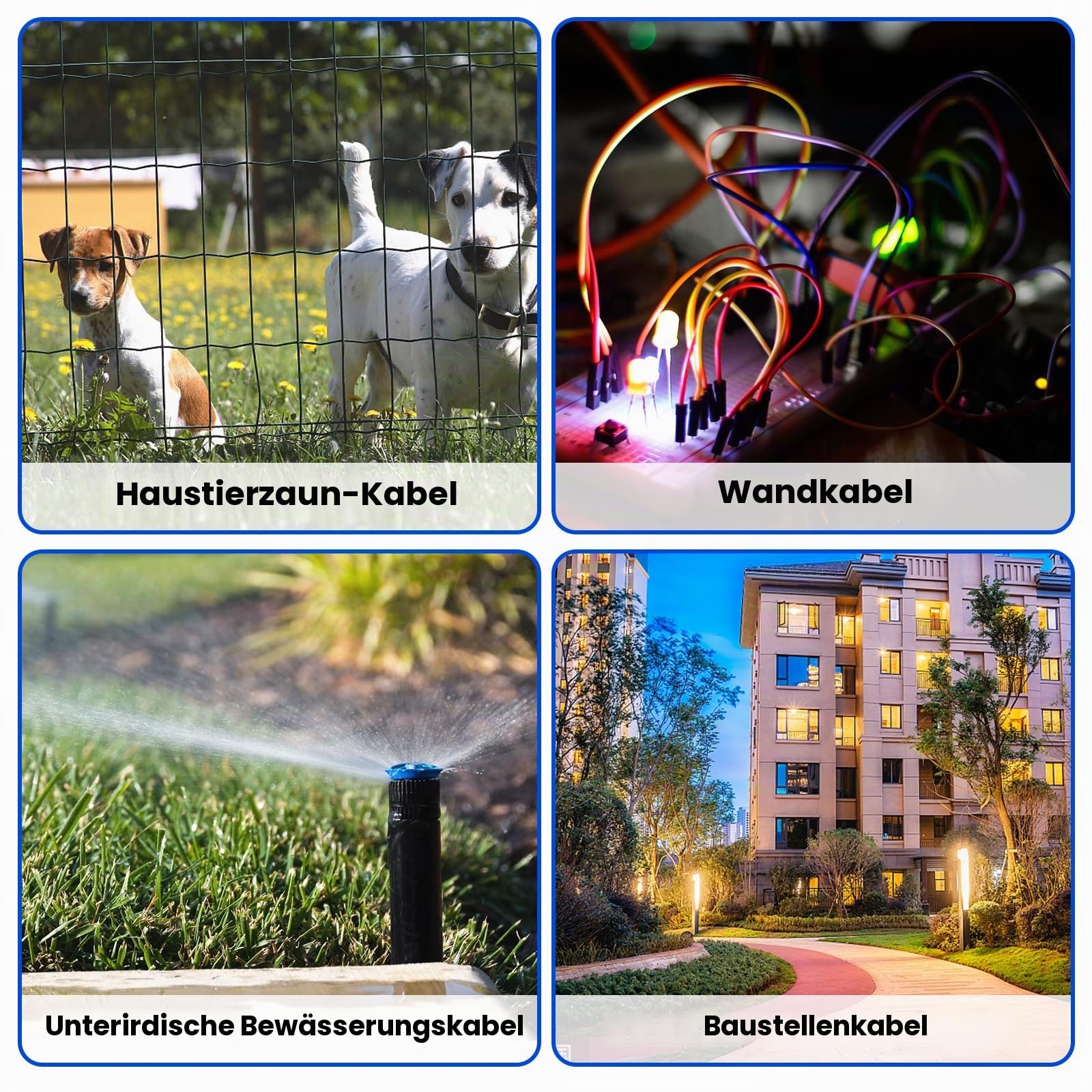 Erdkabel-suchgerät, Kabeltester F02 Pro für Kabelsuchgerät Locate Control Drähte Kabel Haustierzaunkabel, bis zu 3 Meter tief 2000 Meter Länge, Ausgestattet mit wiederaufladbaren Batterie