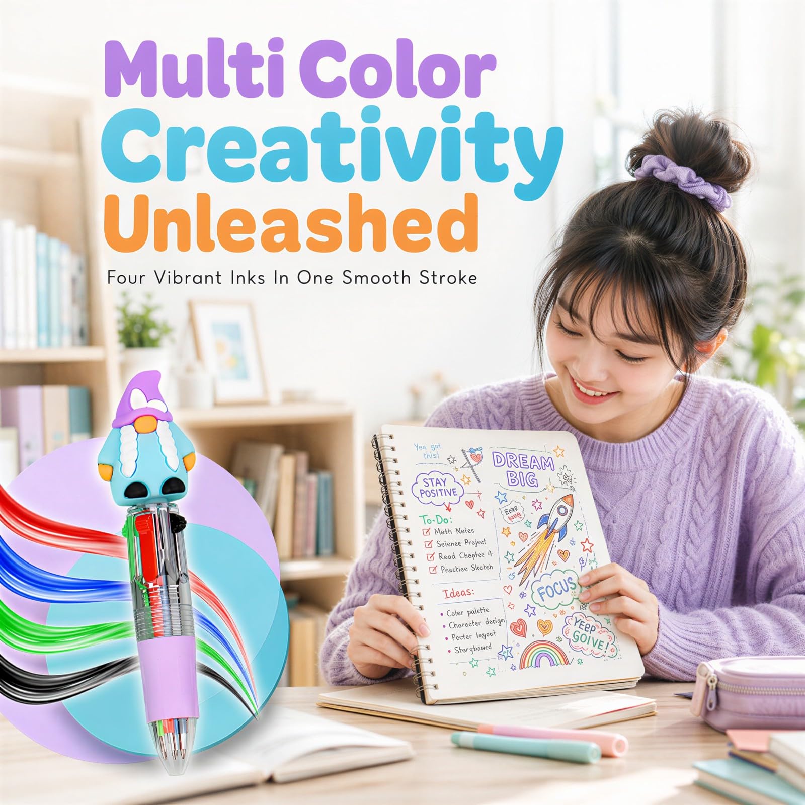40 Stk. Kugelschreiber mit 4 Farben, 0,5 mm Druckminen, Oster-Motiv mit Kawaii-Cartoon-Figuren, mehrfarbige Gehäuse, Mini-Format zum Schreiben, Zeichnen, Bürobedarf und Partygeschenke