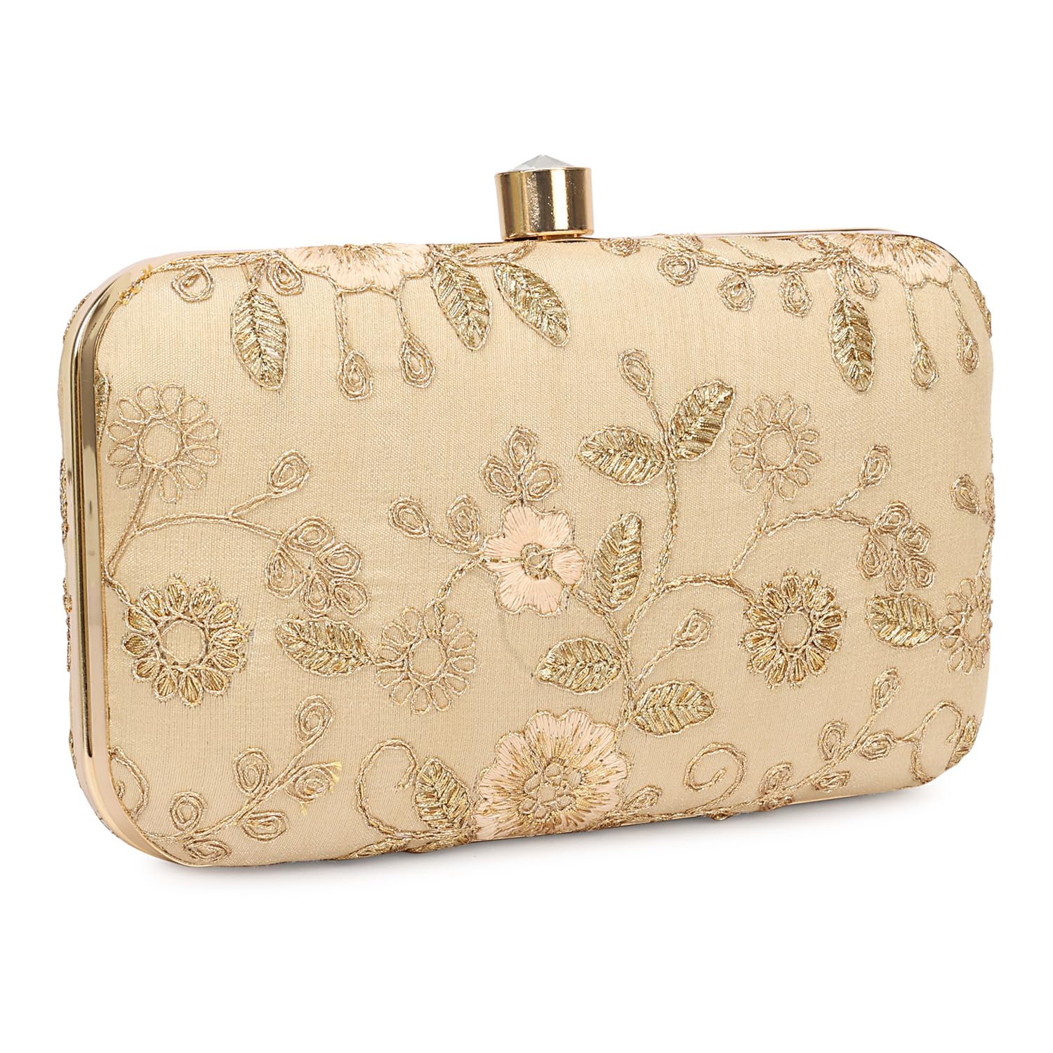 LONGING TO BUY Hand Crafted Designer Box Clutch - Zari Embroidery For Women