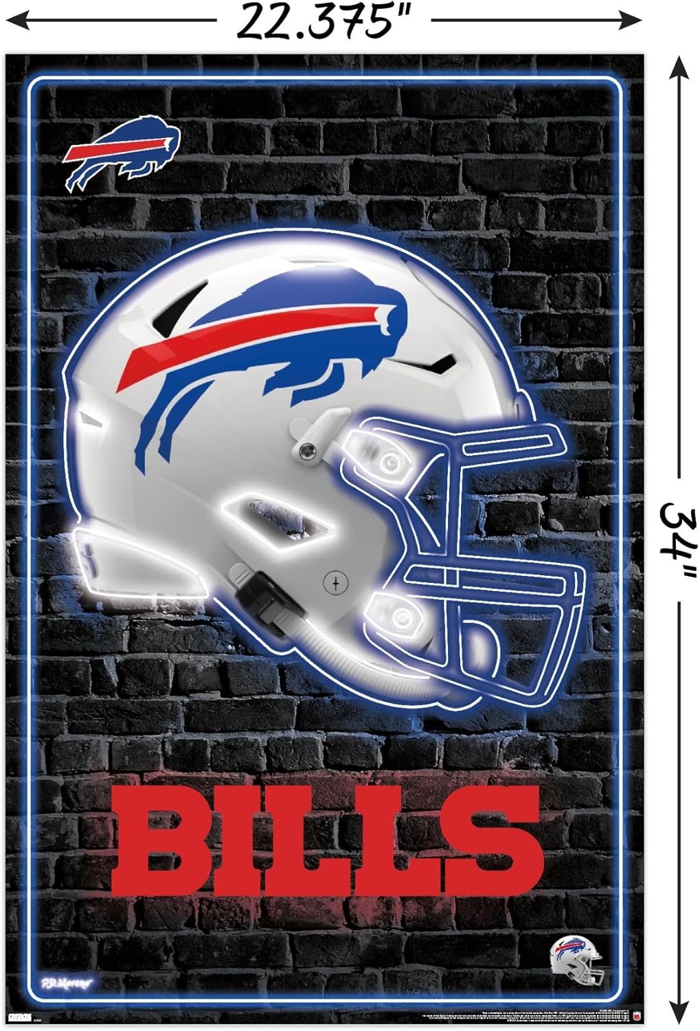 Trends International NFL Buffalo Bills - Neon Helmet 23 Wall Poster, 34L x 22.4W, Unframed Version