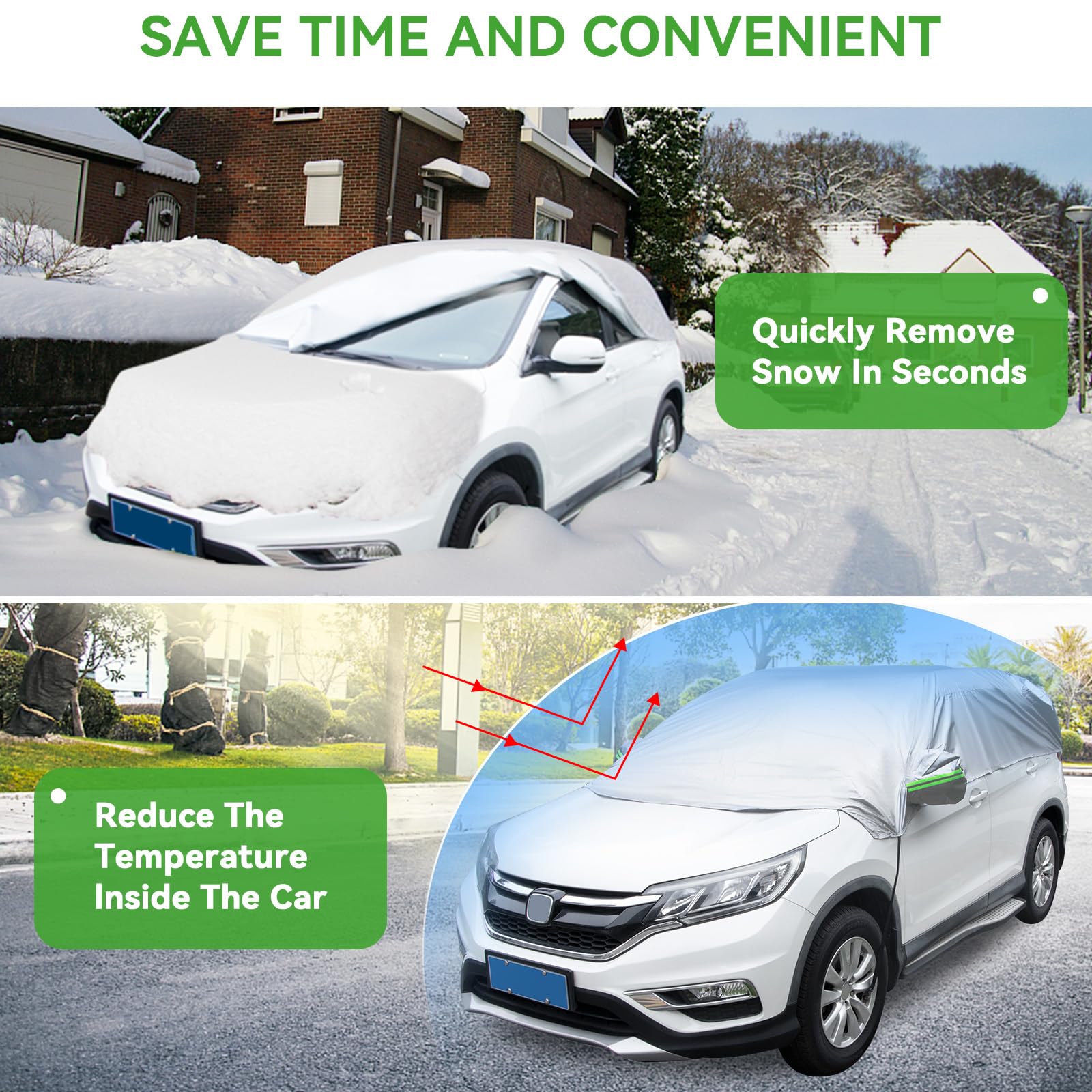 Ninonly Telo Copriauto SUV Oxford 210D Impermeabile Strisce Riflettenti - Resistente ai Raggi UV Up to 4.5-5.5M, Argento