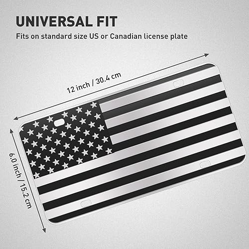 Miniatura 4 de Placa de matrícula de la bandera estadounidense, matrícula de bandera frontal negra con 4 agujeros, placa de matrícula de aluminio vintage en