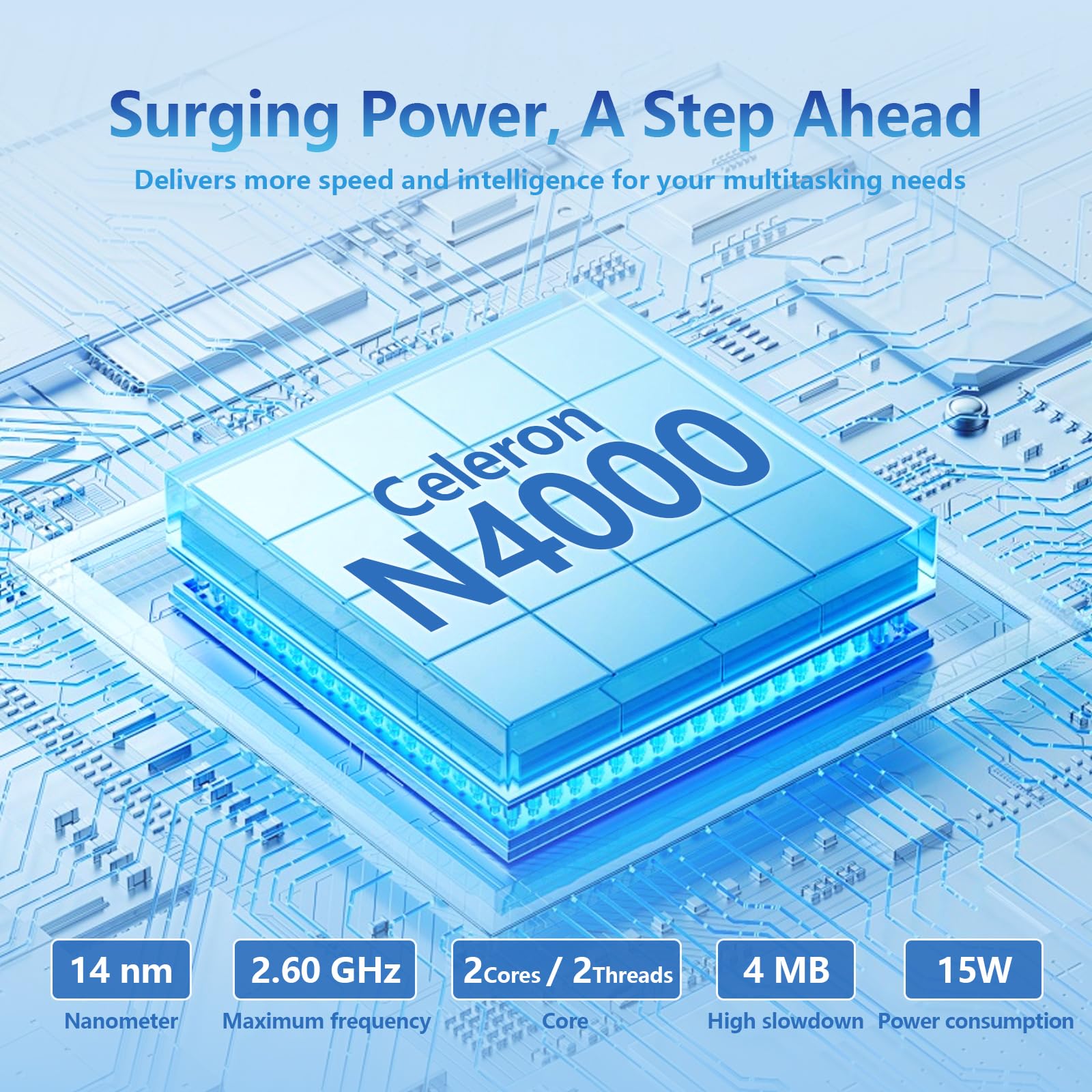 PC Portatile 14,1 Pollici, Notebook Celeron N4000 Processor, Win11 PC Portatile 6GB LPDDR4 RAM 256GB SSD, 1920 * 1080P Schermo 80°Flip, Batteria 7.6V/5000MA, Mini-HDMI/USB3.0, UHD Graphics 600