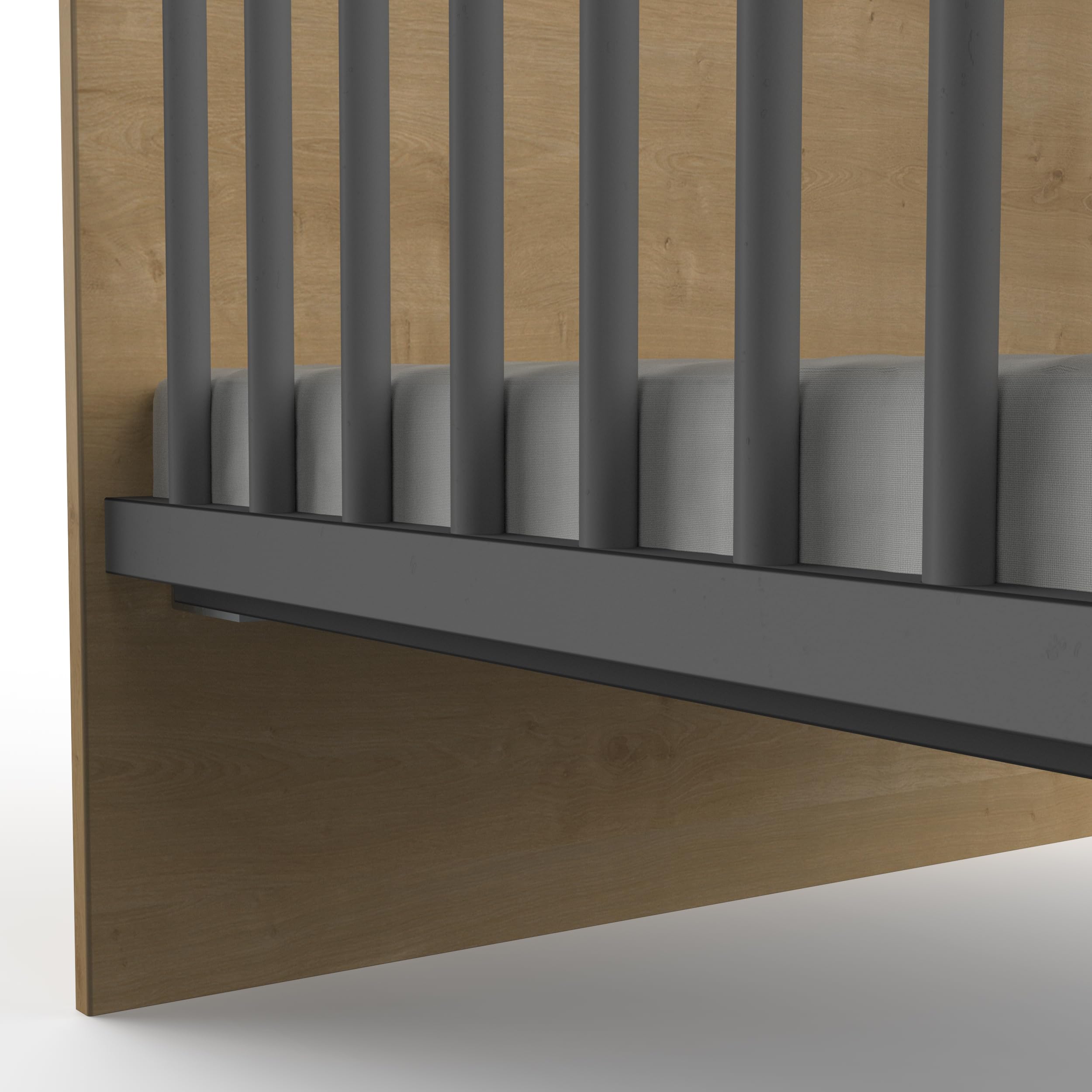 Lit Bebe Noir et Couleur Bois 60x120 cm pour Enfant de 0 à 3 Ans – Barreaux Sécurisés – Berceau et lit bébé Made in France