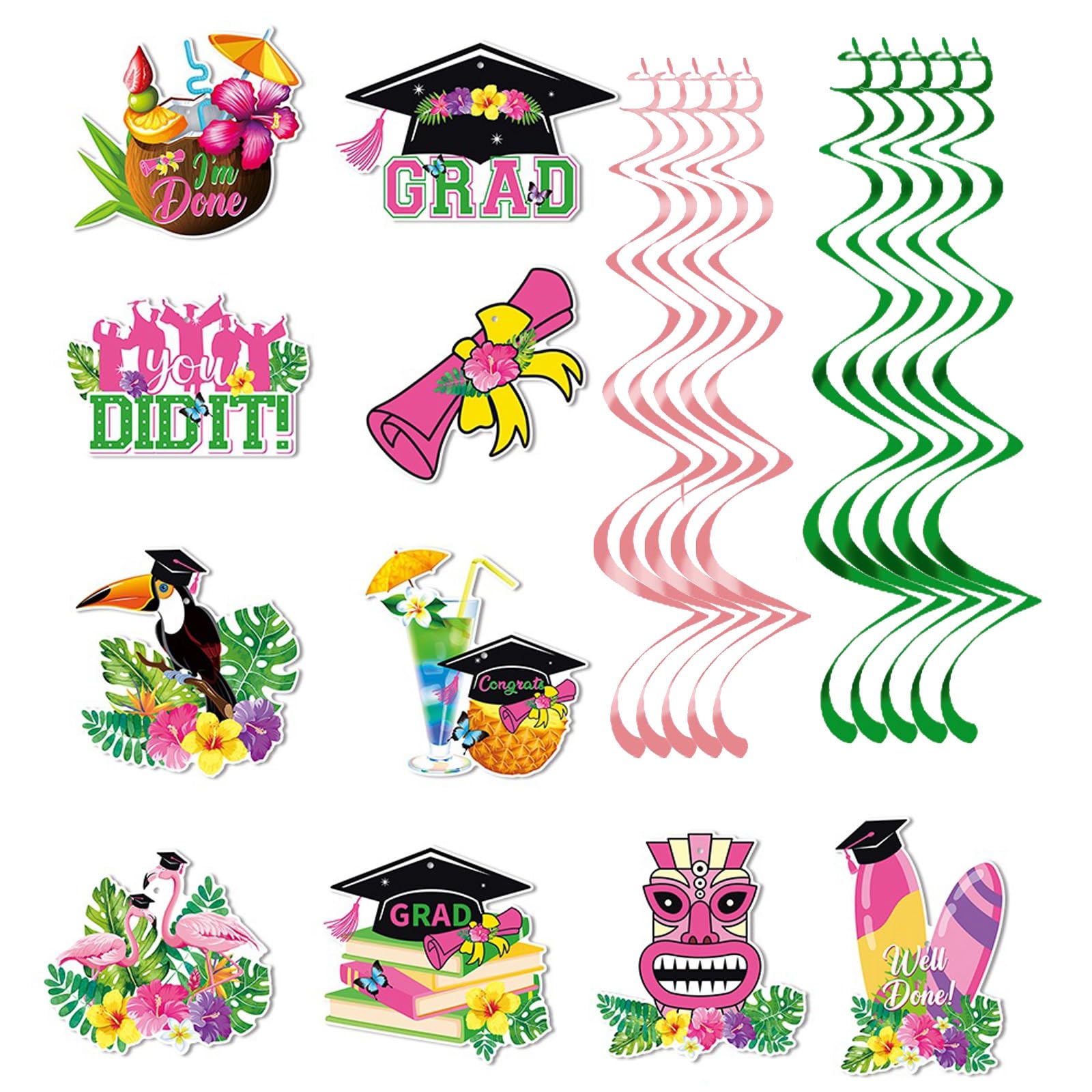 OSNIYAW Equatorial Print Party Decoration Collection Supplies Perfect for Graduation Ceremonies and Receptions Hawaiian Graduation Decorations