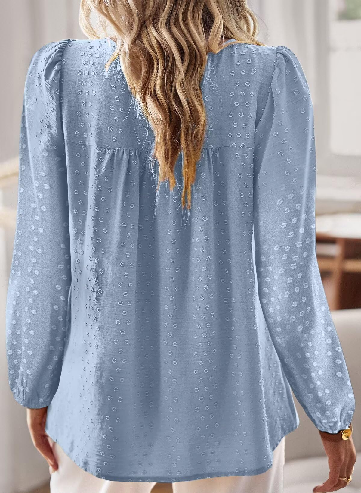 Langarmshirt Damen Boho Bluse Elegant Rundhals Top Oberteile