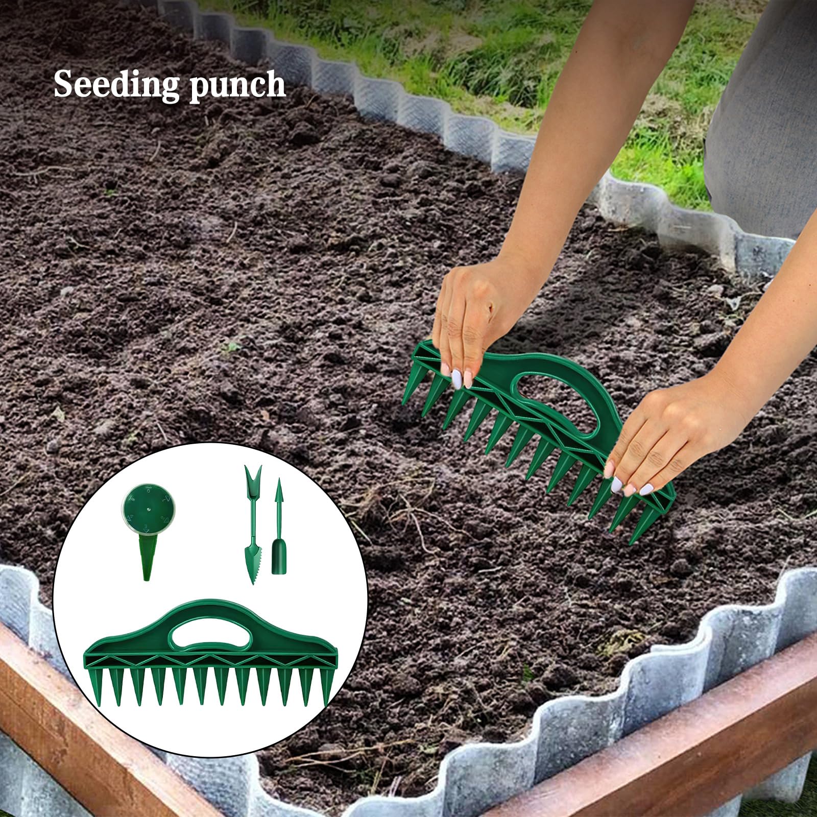 12 Trous Distributeur de Graines Semis, Distributeur de Semences à Creuser dans Le Sol, Planteuse Manuelle Precision, Fournitures de Jardin de Jardinière pour Ferme de Légumes de Jardin (A)