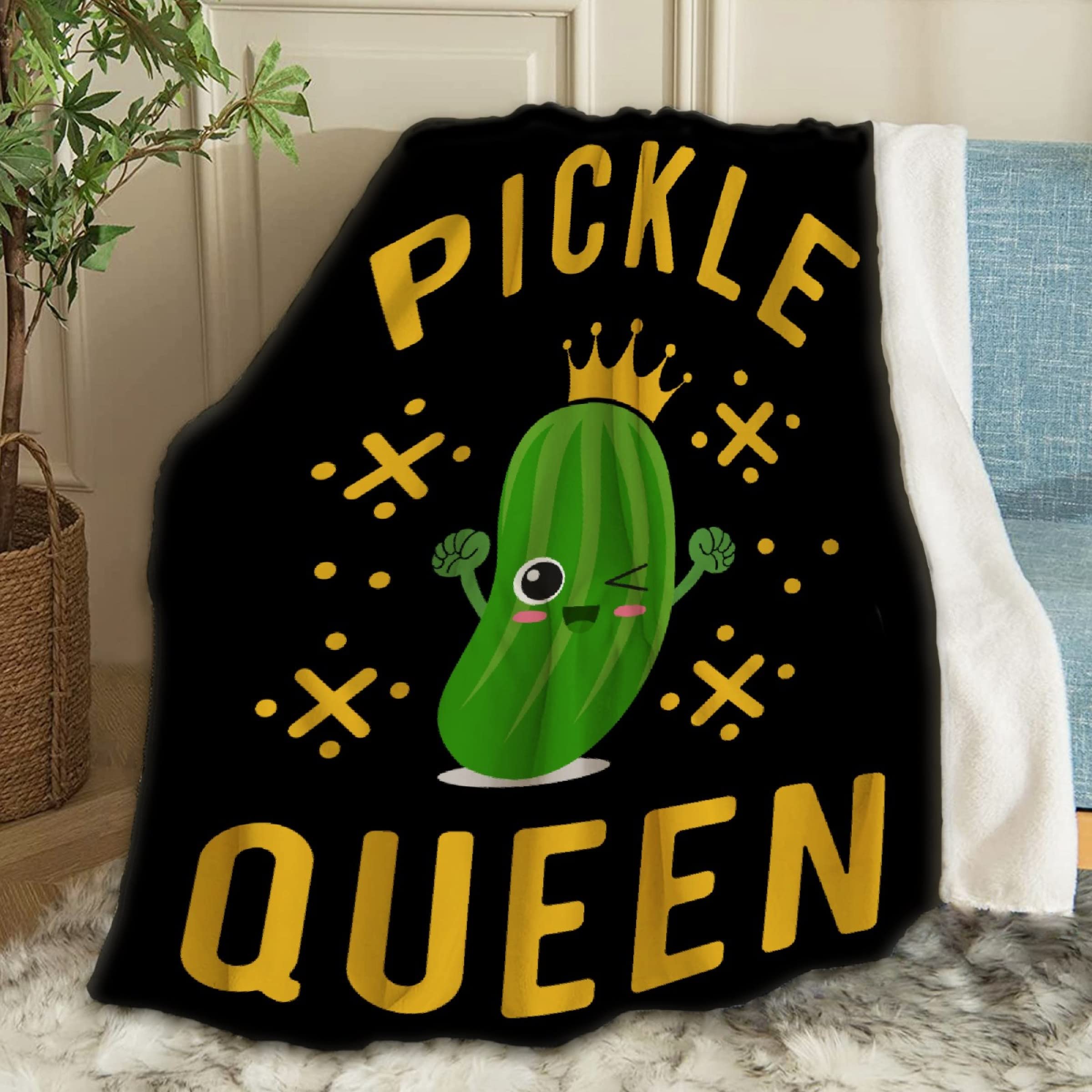 ARTBLANKET Pickle Queen Throw Blanket Fannel Fleece Super Soft Funny Blanket Travel Throw Blanket for Bed Couch Sofa 60 x 50 Inch for Teen