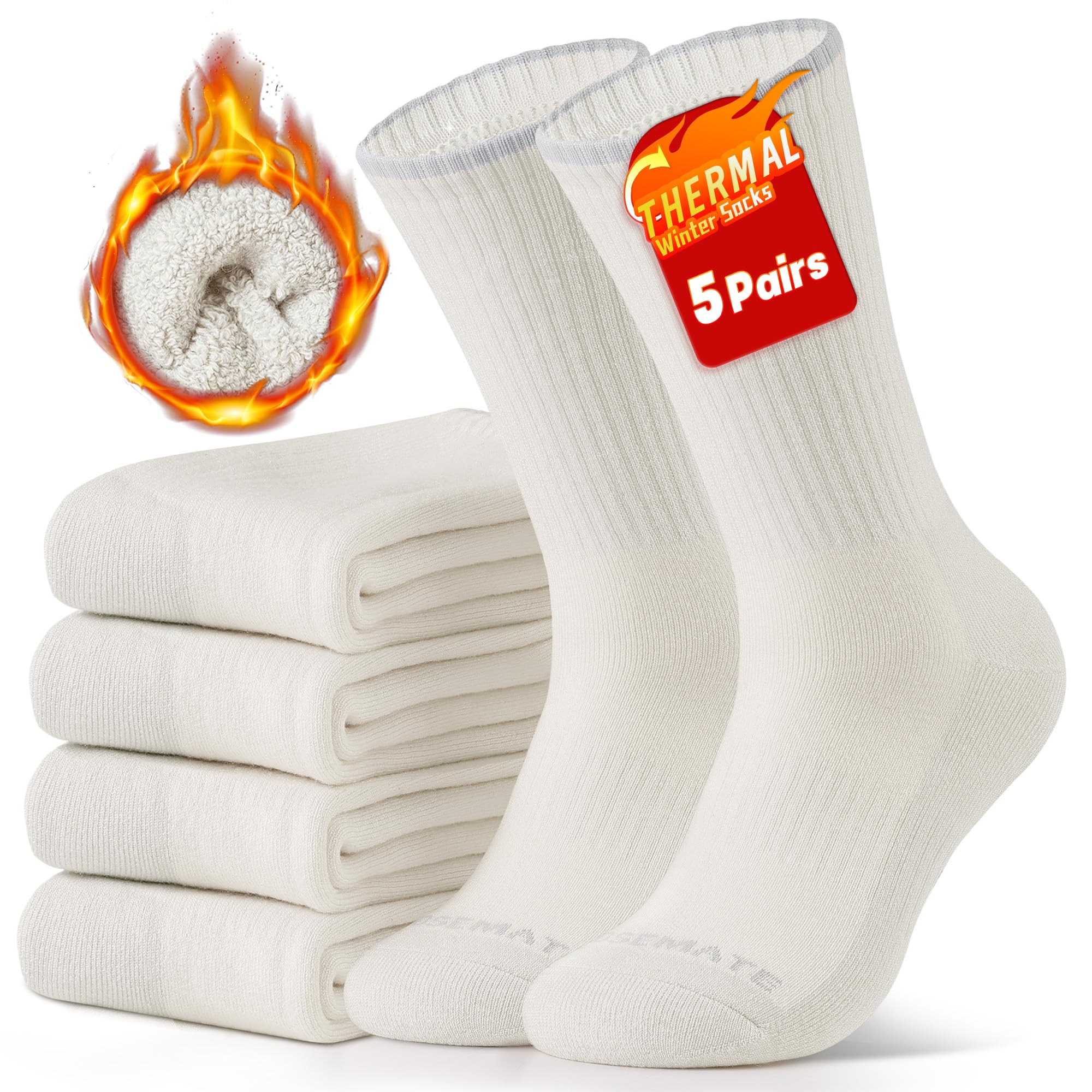 CLOSEMATE 5 Paires Chaussettes Chaudes Homme Femme 39-42 43-46 47-50 Thermiques Anti-froides pour l'Hiver Maison Travail