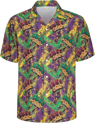 Giftdigger Mardi Gras Shirts for Men Mardi Gras Outfit for Mens Hawaiian Shirts 