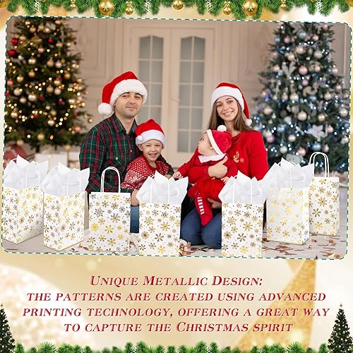 Miniatura 5 de Paquete de 50 bolsas de regalo de Frozen con copos de nieve, bolsas de fiesta de invierno congeladas con papel de seda para copo de nieve,