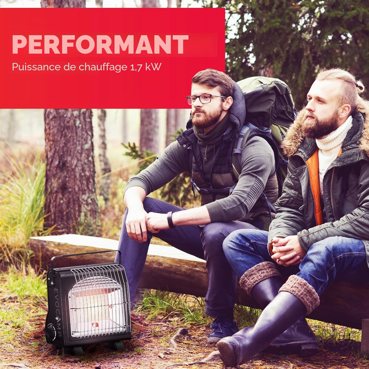 mini Chauffage au gaz portable 1,3 KW pour l'extérieur, mobile chauffage de tente, chauffage de camping sans cartouches de gaz, Noir