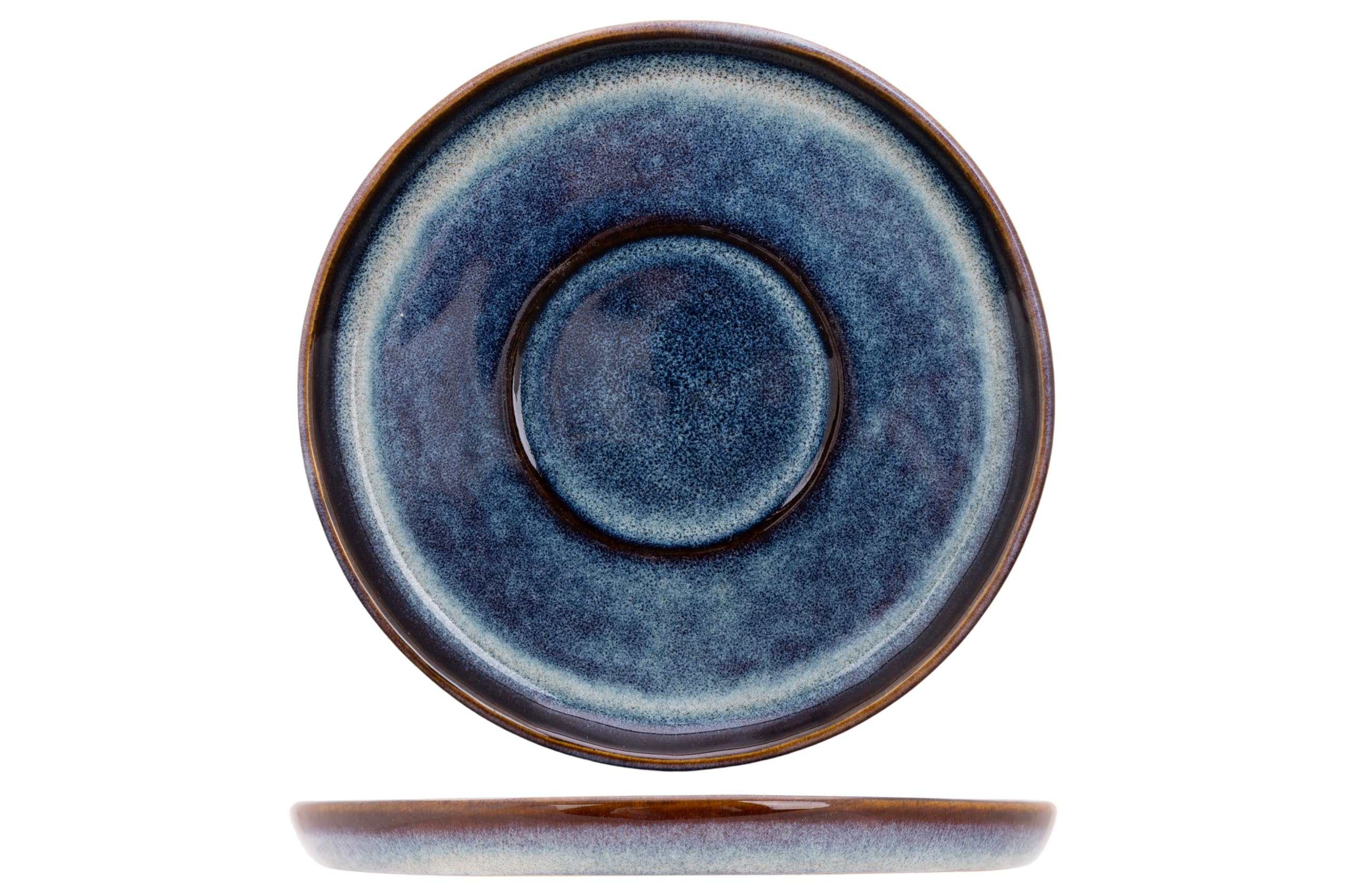 Cosy & Trendy Set of 6 Jade Stoneware Saucers, Indigo, D15 cm