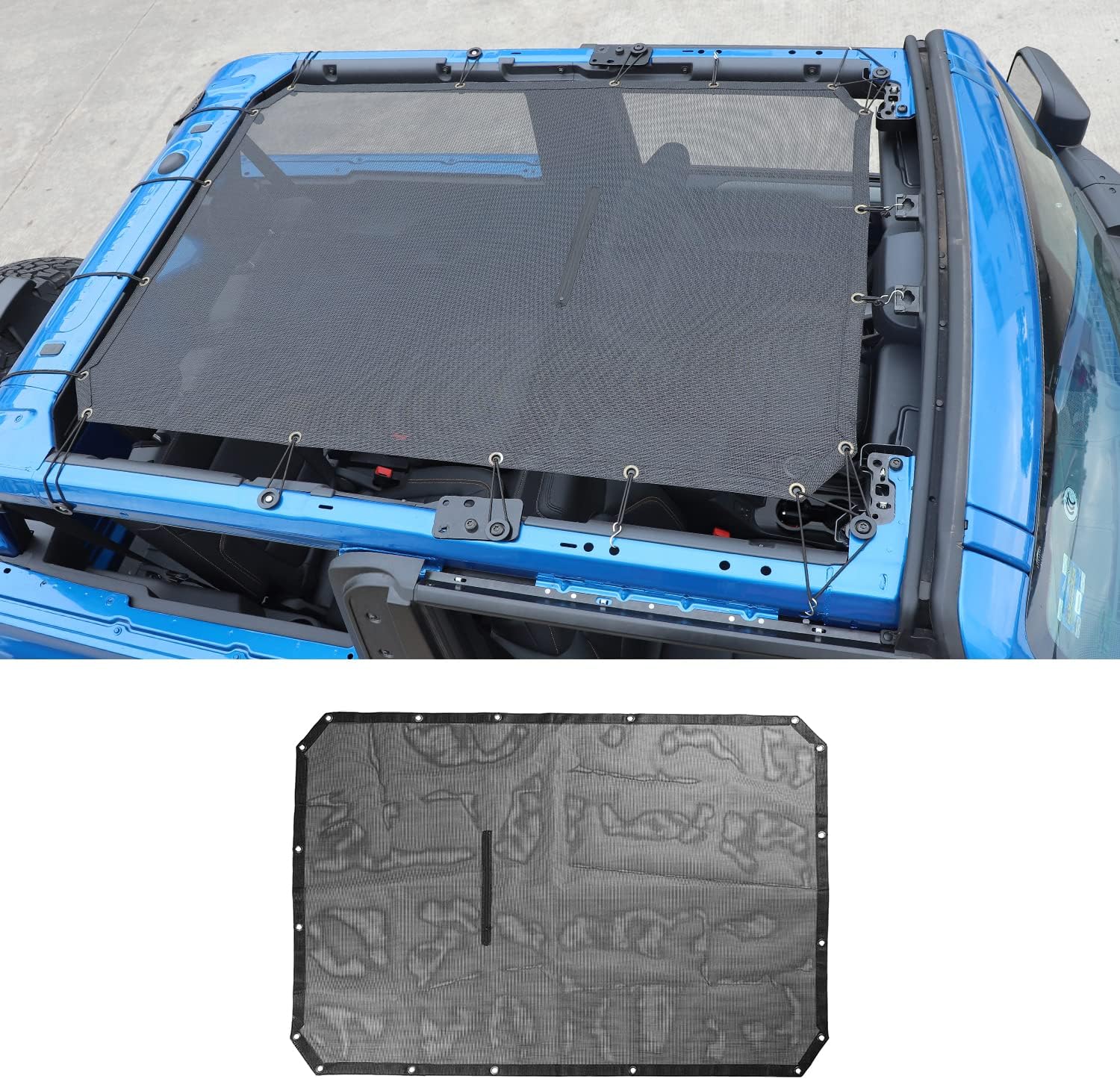 Hoolcar Sunshade Mesh Bikini Top Sun Shade Compatible with 2021-2023 Ford Bronco 2 Doors Insulation Mesh Cover Blocks UV, Wind, Sunlight, Black