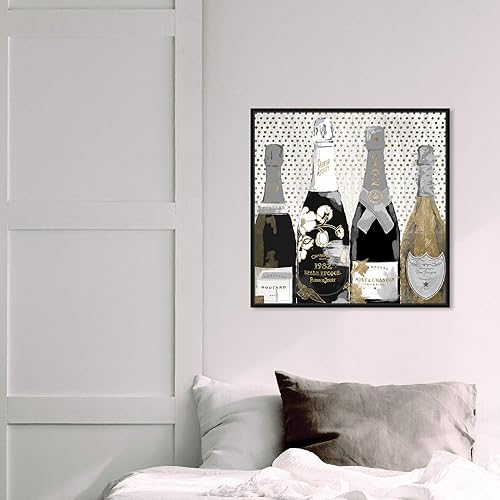 Miniatura 3 de The Oliver Gal Artist Co. Lienzo enmarcado para pared, diseño de bebidas y bebidas espirituosas, diseño con texto en inglés "Pass The Bottle Night",