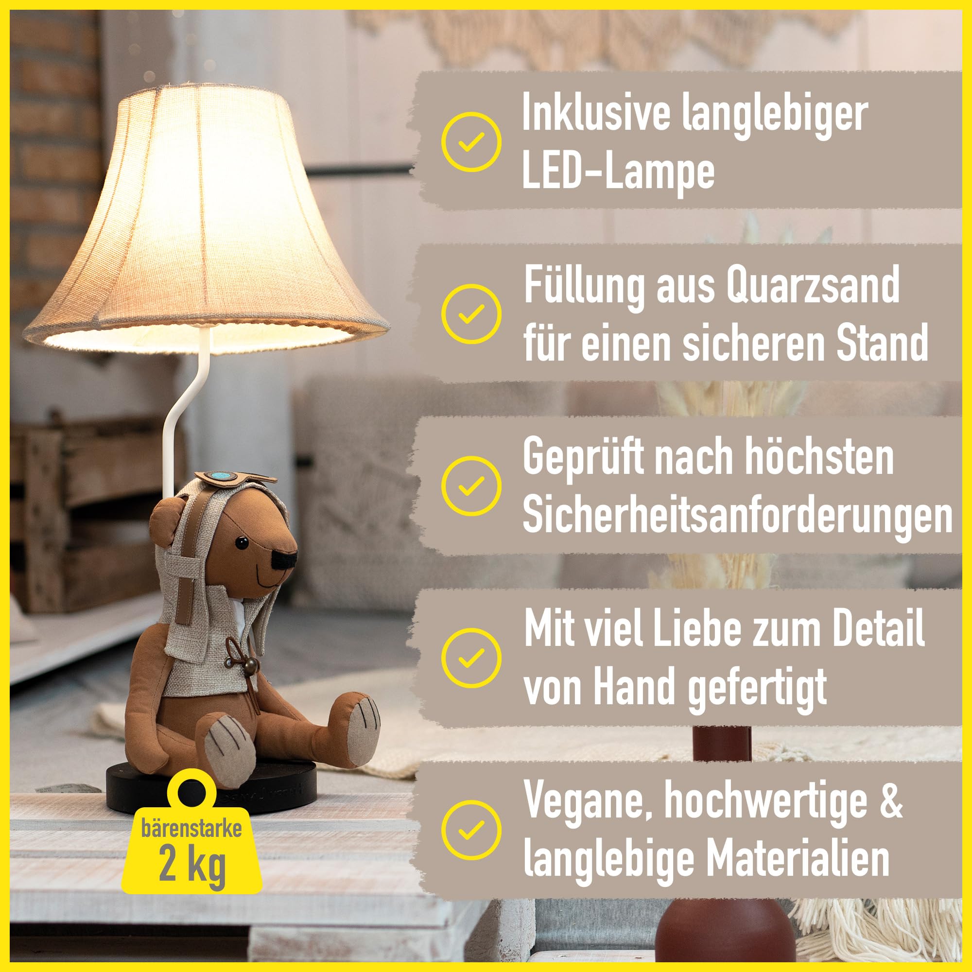 Charles LED-Tischleuchte Bärenlampe 61 cm hoch Dekoleuchte Handarbeit Kinderzimmerlampe