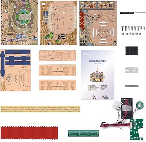 Miniatura 6 de Tonecheer Caja de música de madera para adultos, kit de caja de música giratoria 3D, rompecabezas musical creativo, manualidades, kits de