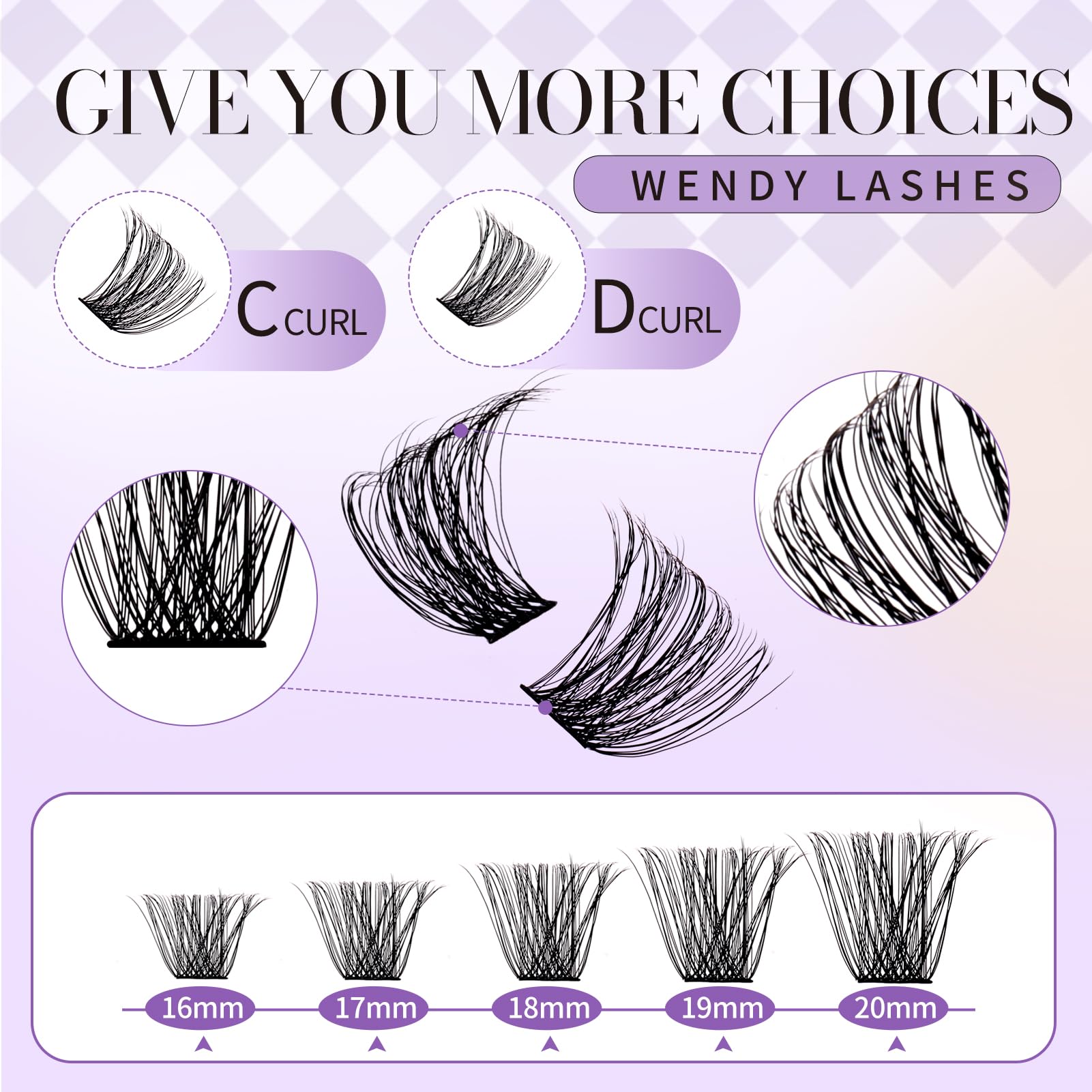 Cluster-Lashes Kit 16-20mm D Curl Mixed Natural Individual Eyelashes Extensions DIY Wide Stem 0.07mm Reusable Soft and Wispy(kit-C3+C9-D-1620) - Image 2