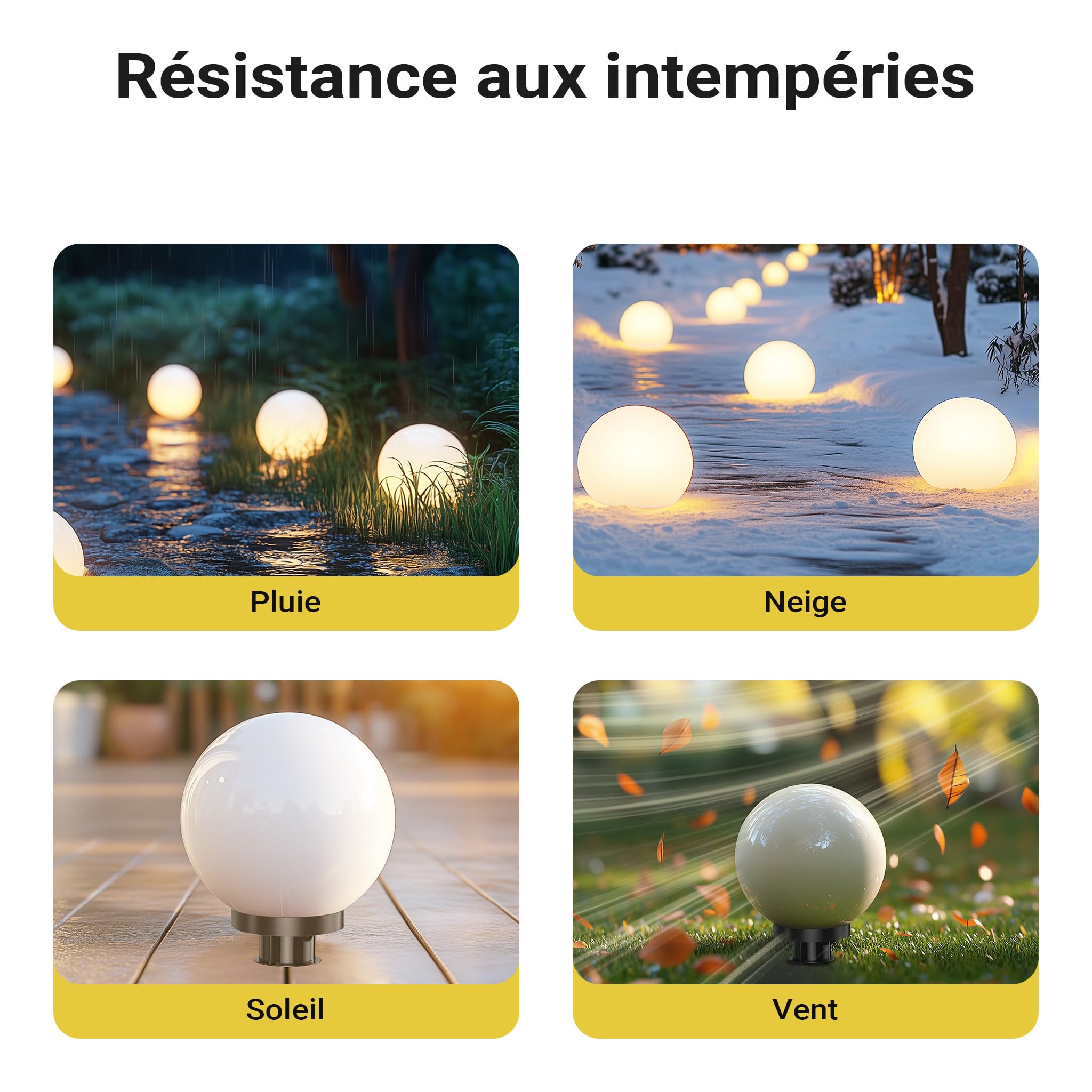 WilTec Lampe boule extérieure – 300 x 300 x 510 mm – Ø 30 cm – Luminaire ronde de jardin avec piquet – Lampadaire IP44 avec Douille de 40W E27