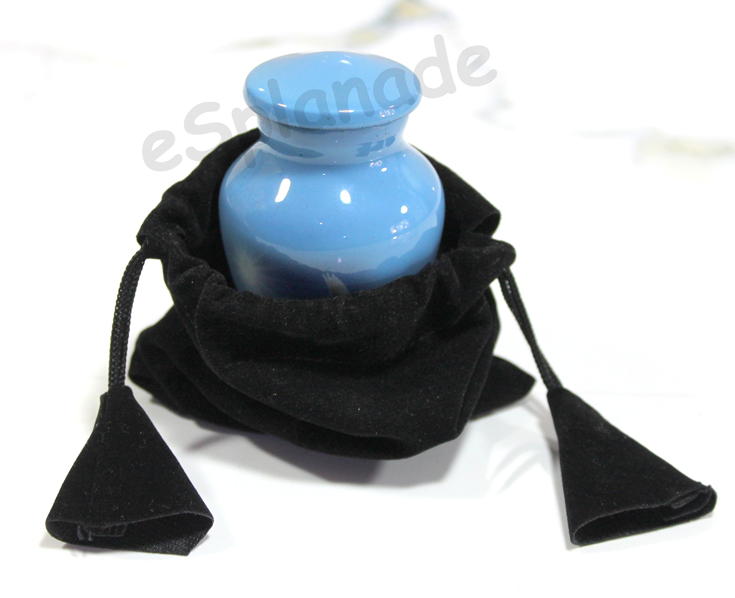 Esplanade Mini urna de cremación de metal, contenedor conmemorativo para recuerdo de cenizas funerarias, recuerdo impreso de paloma blanca, azul, 3 pulgadas