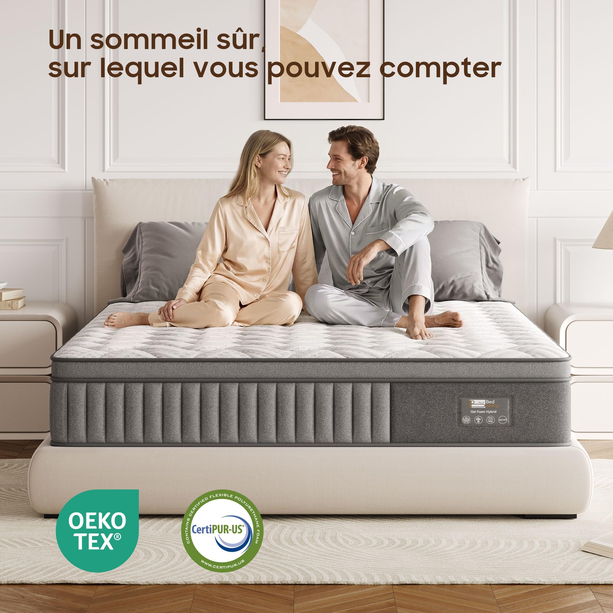 BedStory Matelas 90x190x20cm, Matelas à Ressorts ensachés et à mémoire de Forme, Renfort périphérique Ergonomique Matelas, Durable et Doux pour la Peau, Durable et Respirant