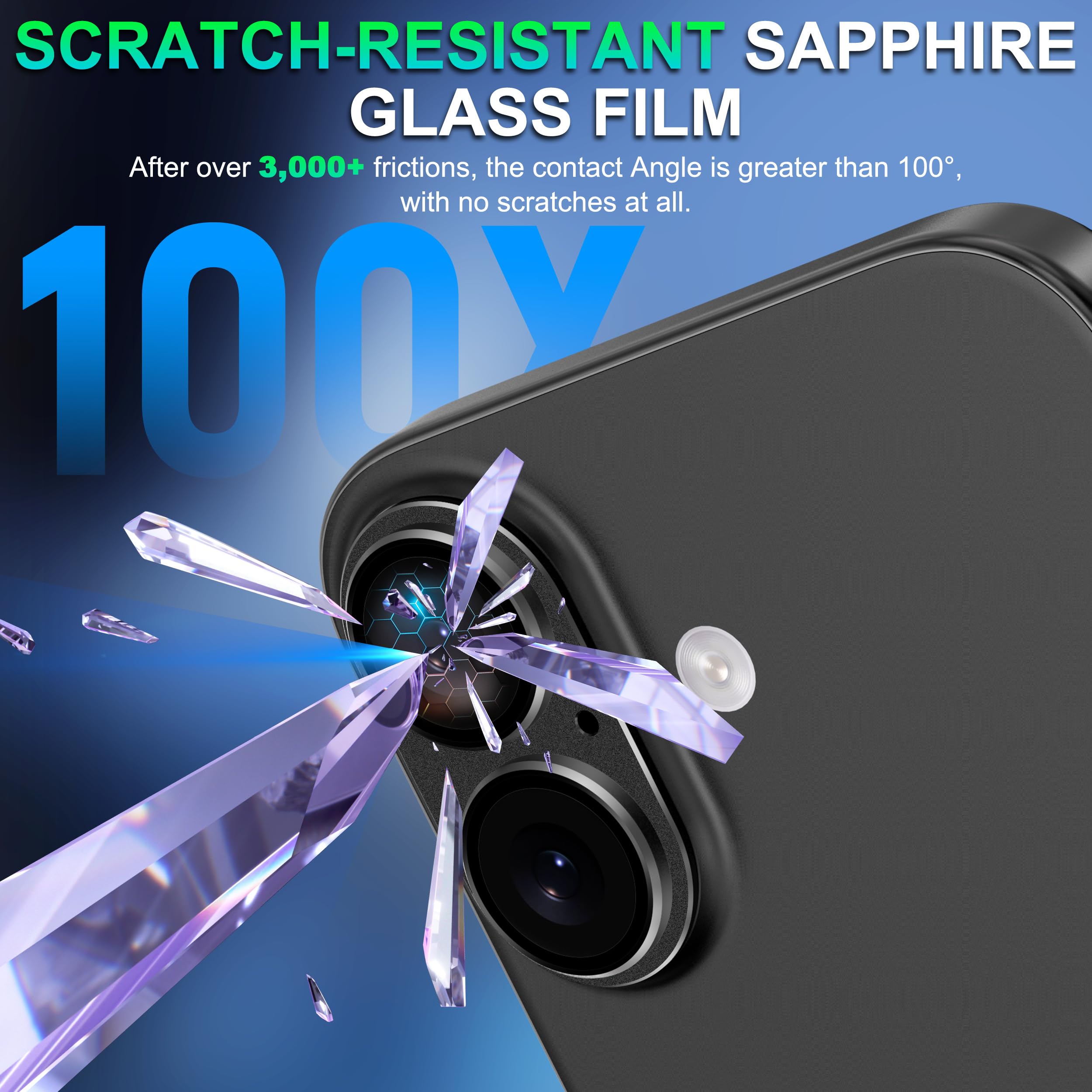Diruite Ochronne Osłony Obiektywu do iPhone 17 Folia Soczewkowa Szlifowanie Odporne na Zarysowania Folia Ochronna Camera Protector,Czarny
