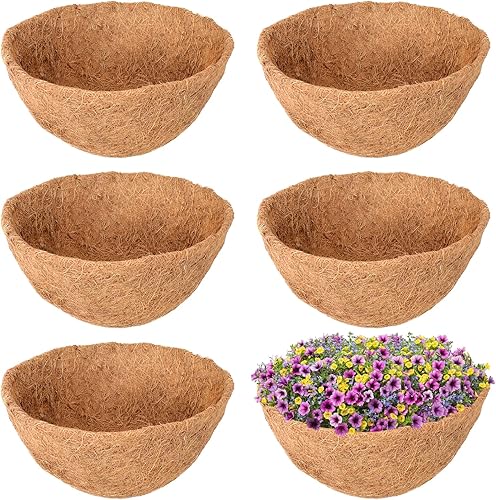 Miniatura 19 de Legigo Paquete de 6 cestas colgantes de 14 pulgadas de repuesto para cestas colgantes de coco, 100% natural, redondas, de fibra de coco