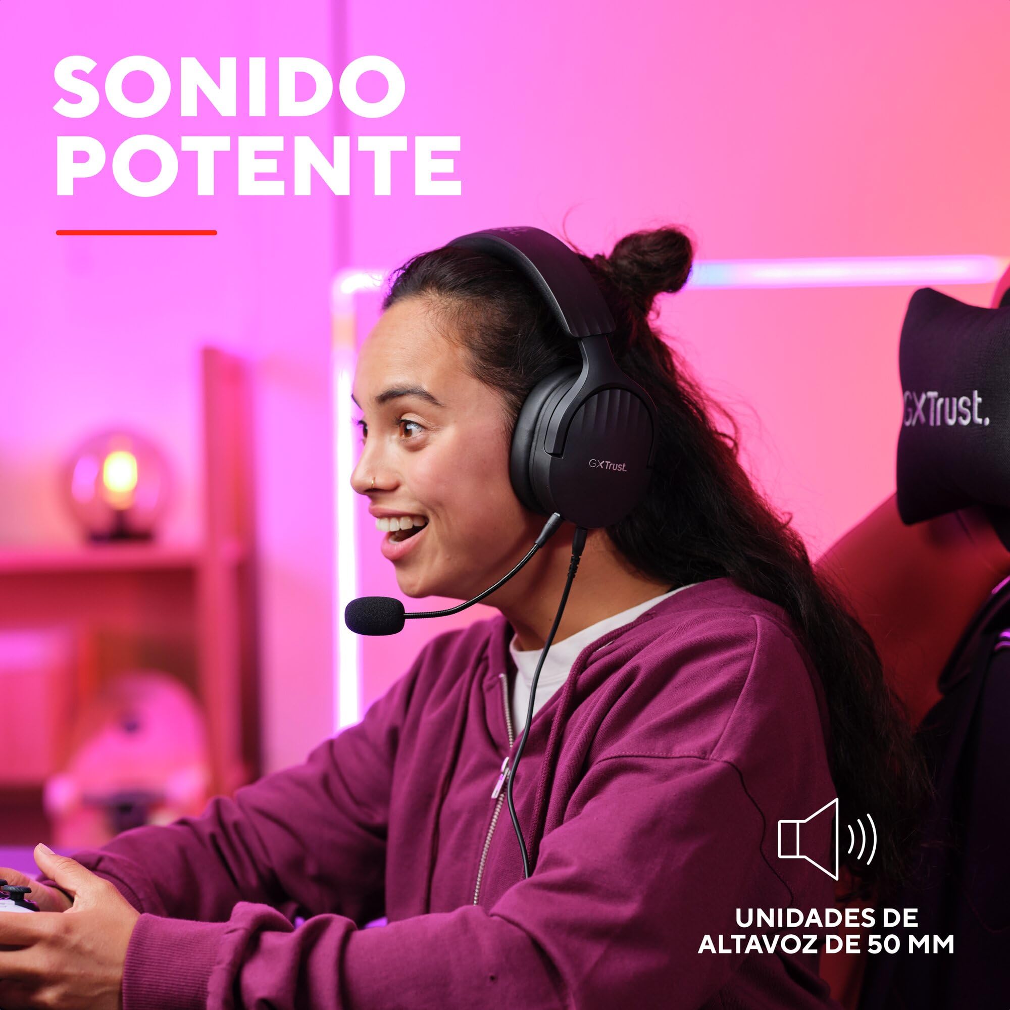 Trust Gaming GXT 489 Fayzo Cascos Gaming para PC, PS5, PS4, Xbox Series X|S, Switch, Mobile, 3.5 mm, 85% Plástico Reciclado, Auriculares Over-Ear Micrófono con Cancelación de Ruido - Negro