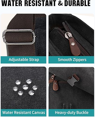 Miniatura 5 de RAVUO Bolsa de mensajero para hombre, resistente al agua, de lona, 14, 15.6, 17 pulgadas, maletines para laptop, bolsa de hombro de negocios