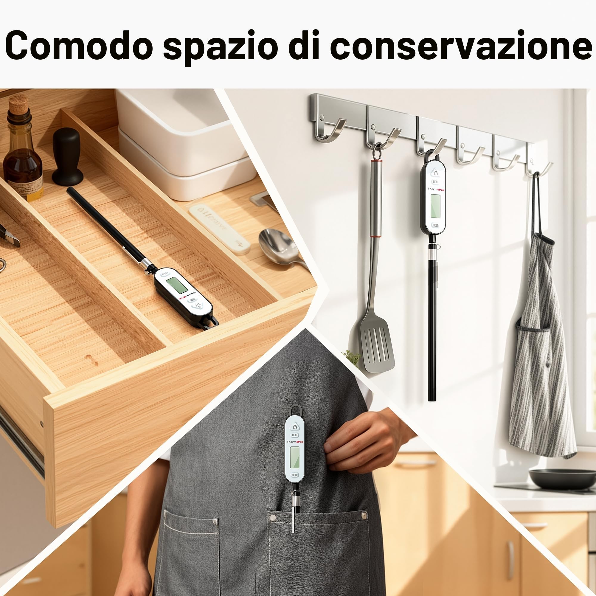 ThermoPro TP515 Termometro cucina carne alimentare IPX7 sonda 14,5 cm retroilluminato blocco