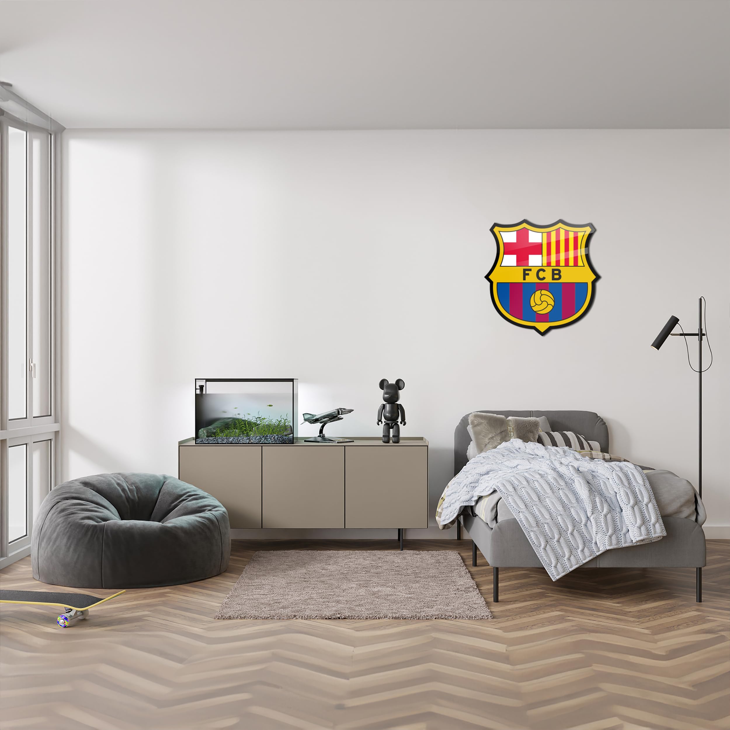 Licensed Decor FC Barcelona sous licence officielle (47x47cm) 4mm Verre acrylique, Mutli Colour