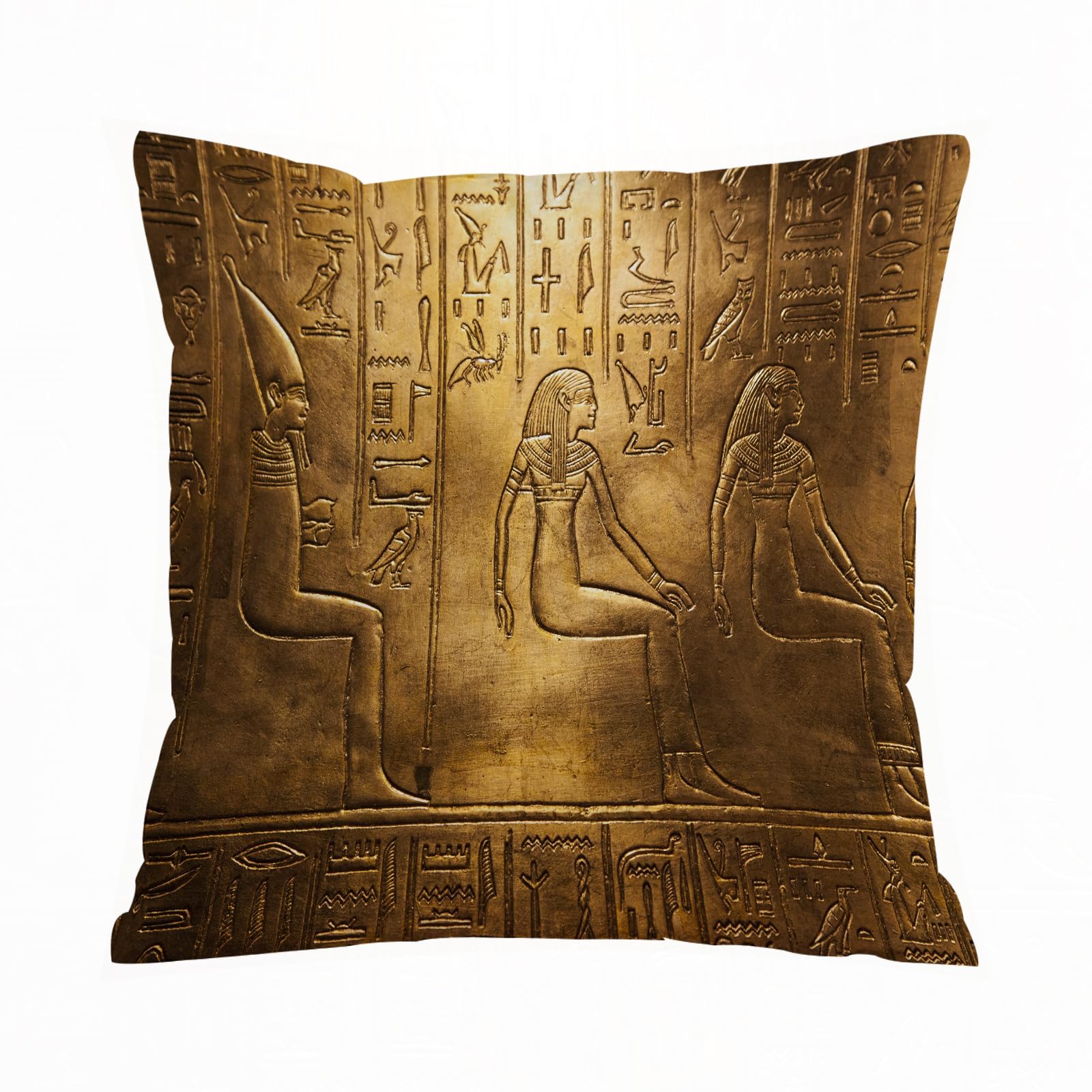 ERRTU Throw Pillow Case Pillowcase Square Printed Cushion Cover for Living Room Sofa Couch Bed Car,Egyptian, Egyptian Hieroglyphics Ancient Texts Logografis,16x16 in
