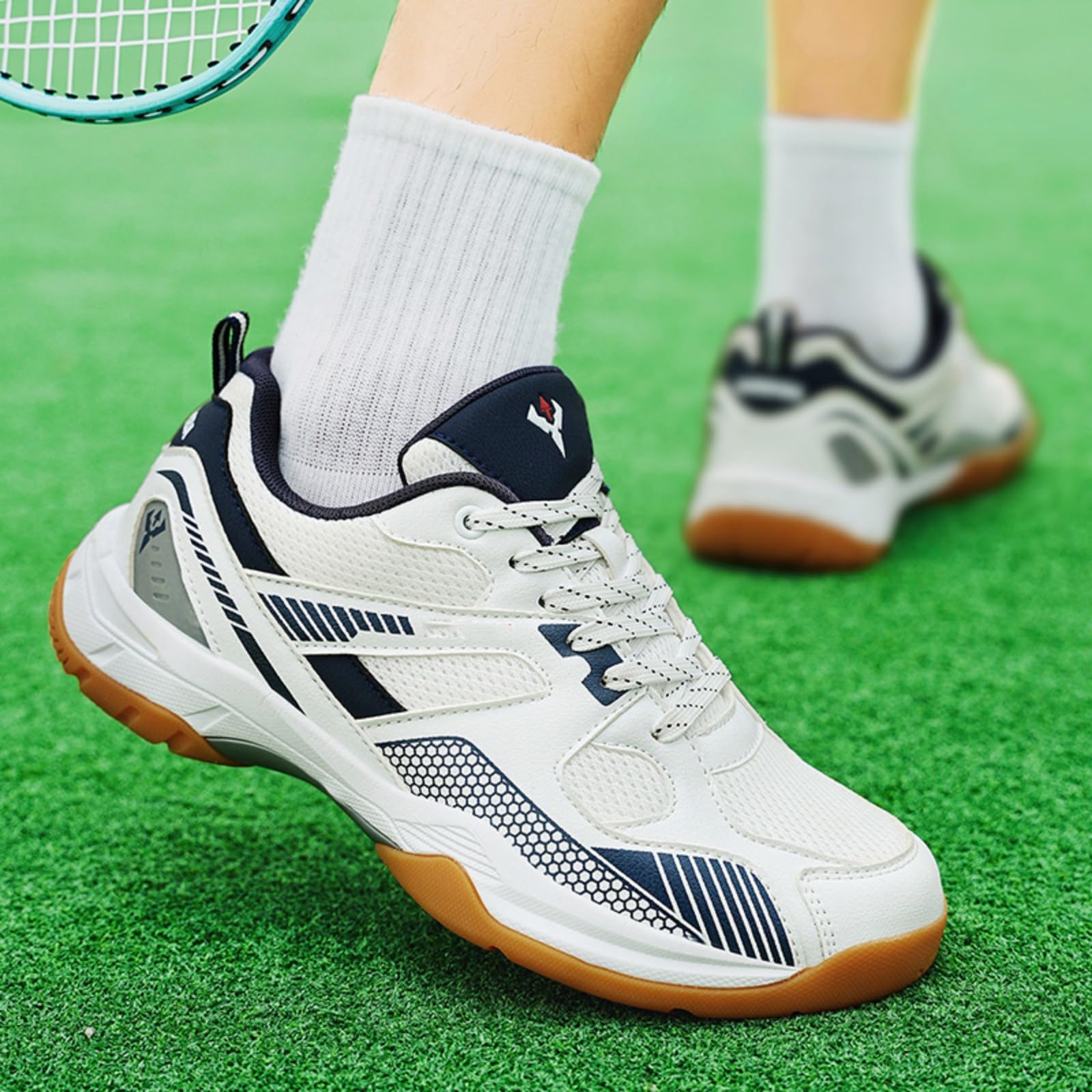 JiuQing Męskie buty do badmintona i pickleballa lekkie i przewiewne obuwie na kort