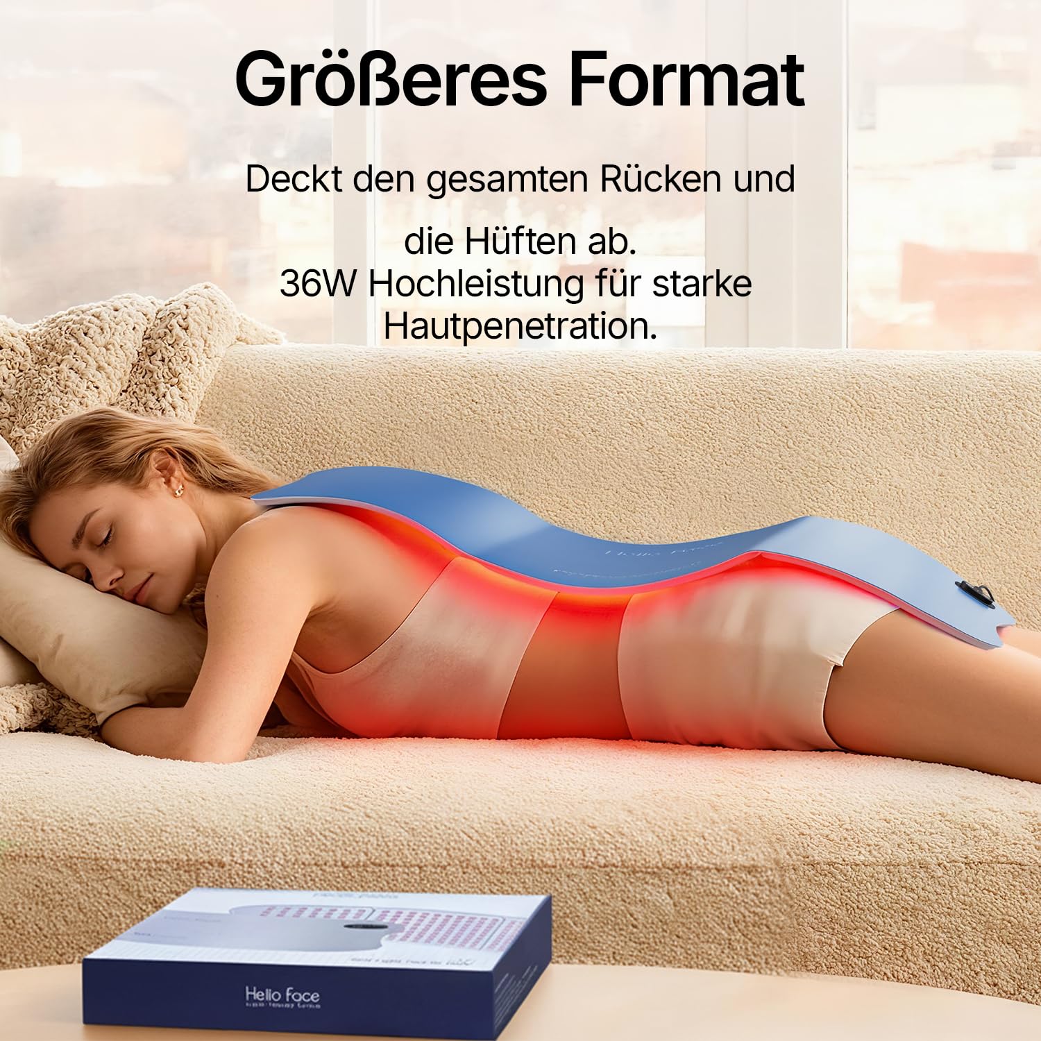 Rotlichttherapie Gürtel 76x30 cm TriChip Technologie Infrarot Lichttherapie Matte 36W LED Timer 660nm 850nm
