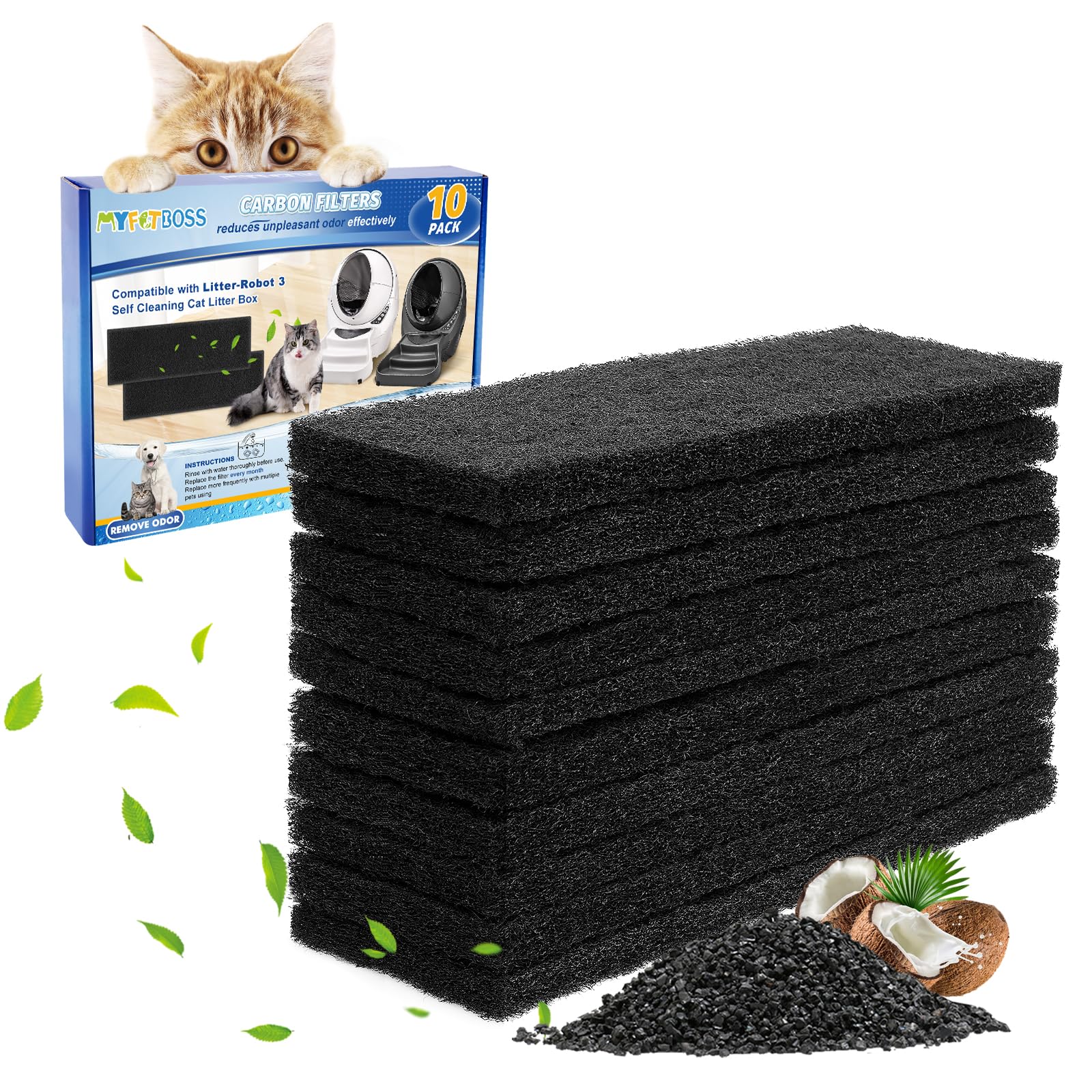 Pet Litter Carbon Filter Cat Litter Box 10-Pack Carbon Filters