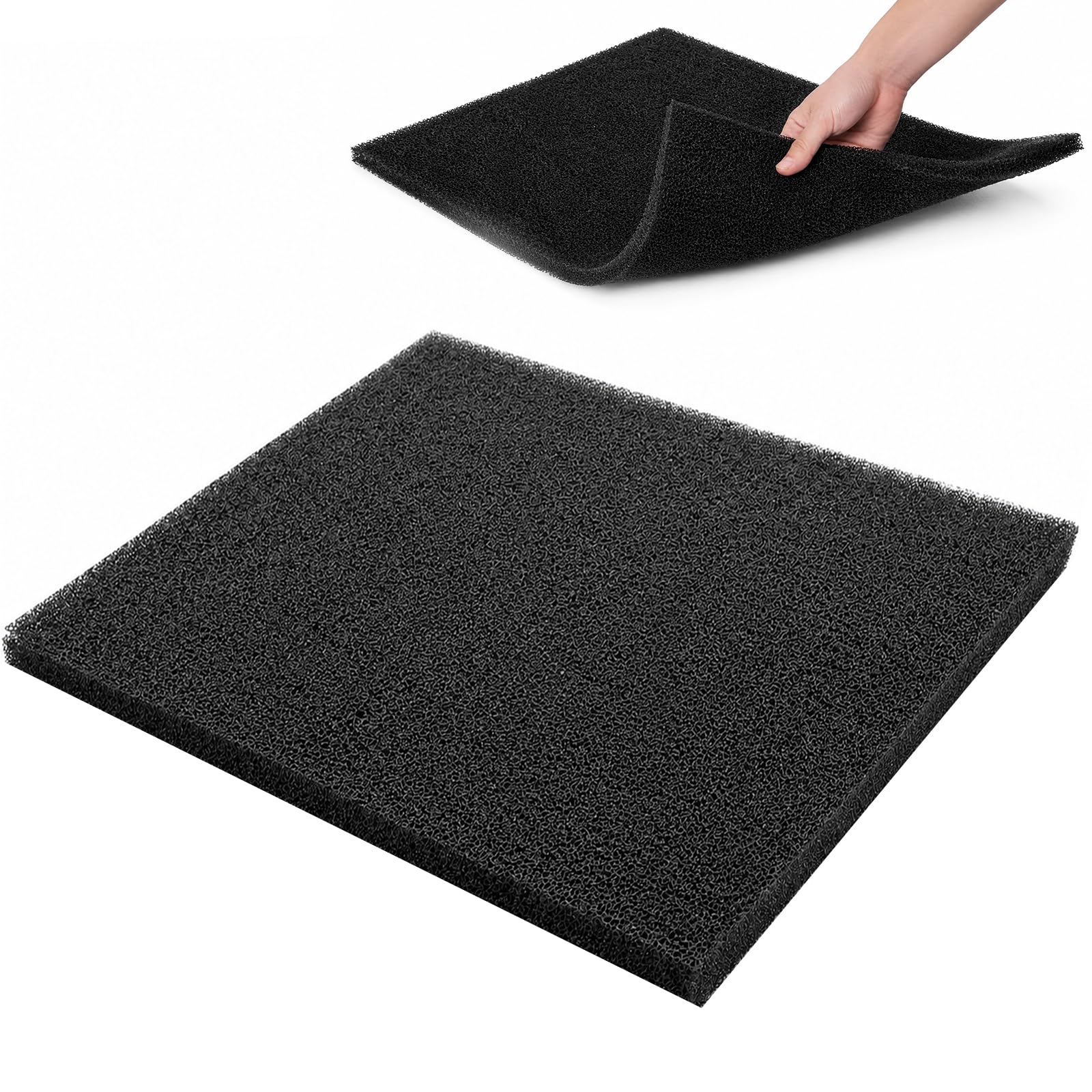 Svalor Aquarium Filter Sponge Pad, Black Foam, 50x50x2cm, 30PPI, Fish Tank
